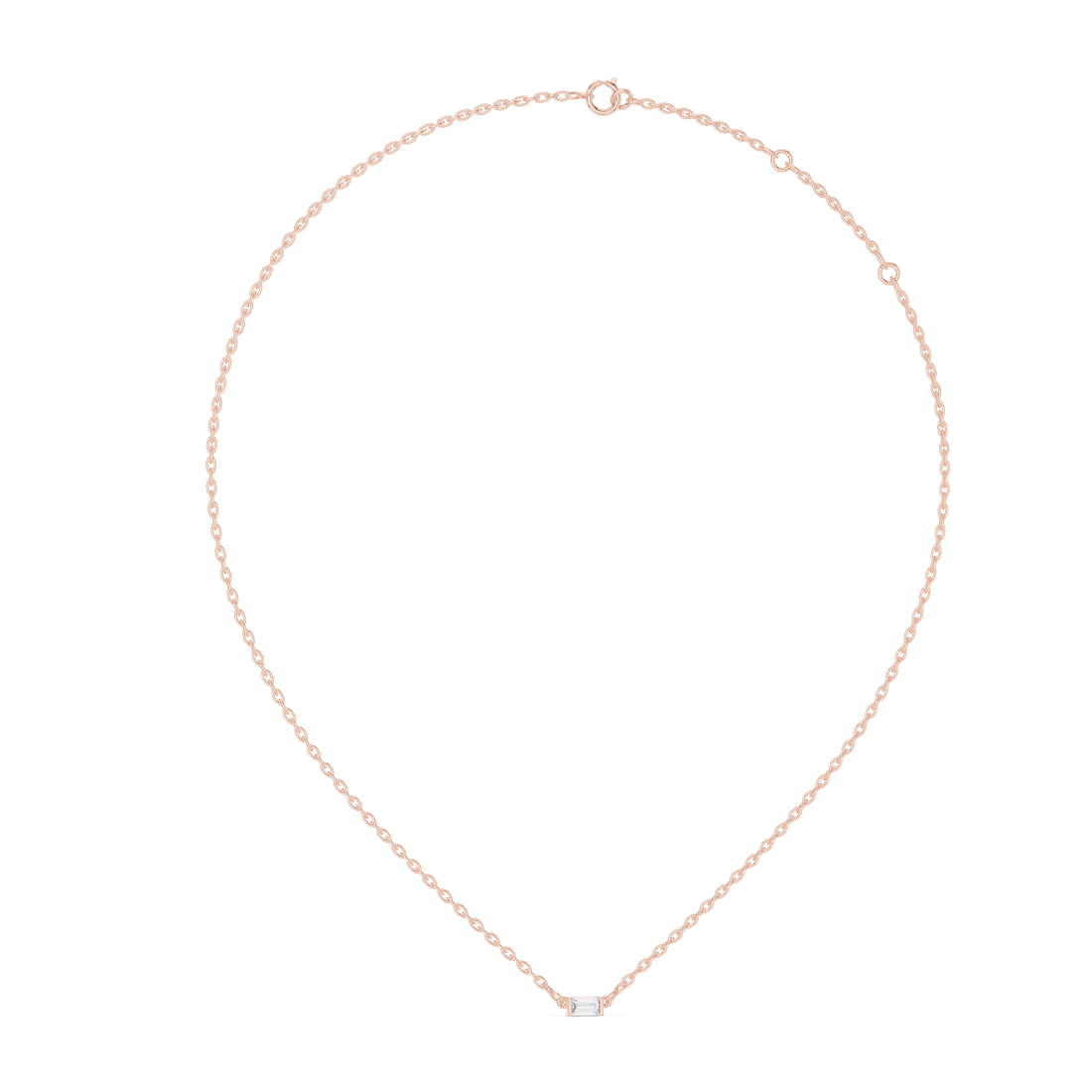 Luxury Emerald Cut Diamond Pendant | Rose Gold Necklace for Women