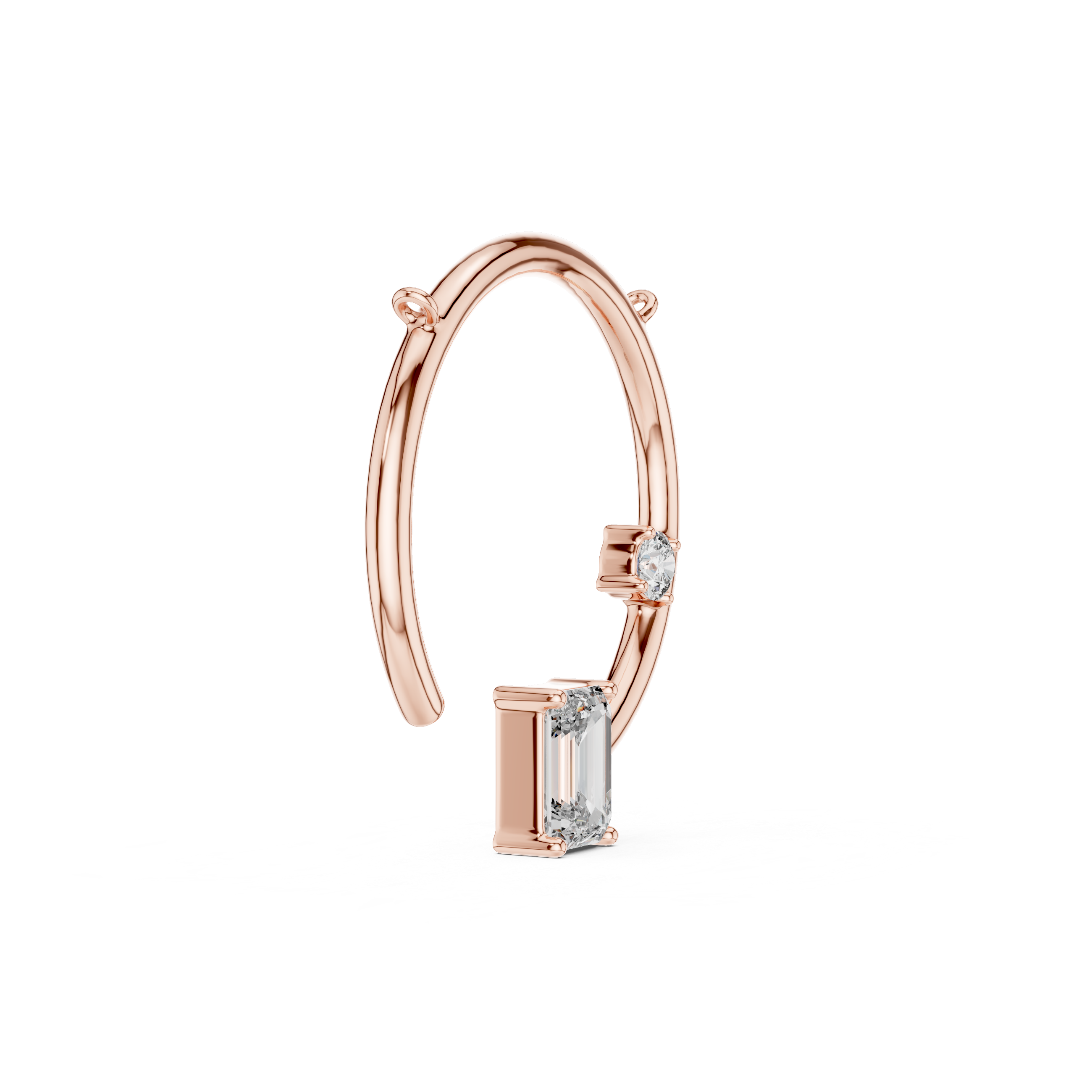 Geometric Circle Diamond Pendant | Emerald Cut Rose Gold Pendant