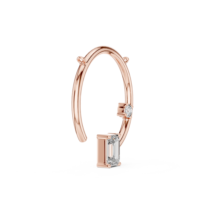 Geometric Circle Diamond Pendant | Emerald Cut Rose Gold Pendant