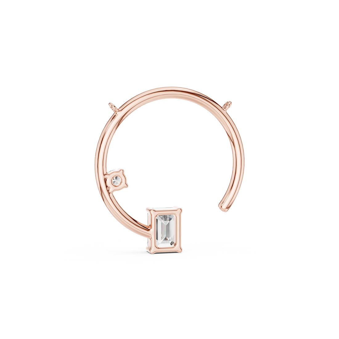 Geometric Circle Diamond Pendant | Emerald Cut Rose Gold Pendant