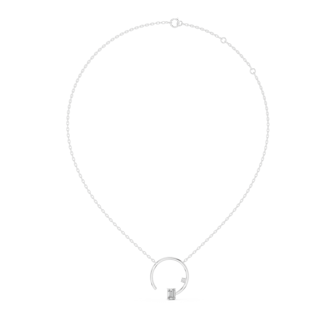 Geometric Circle Diamond Pendant | Emerald Cut Rose Gold Pendant