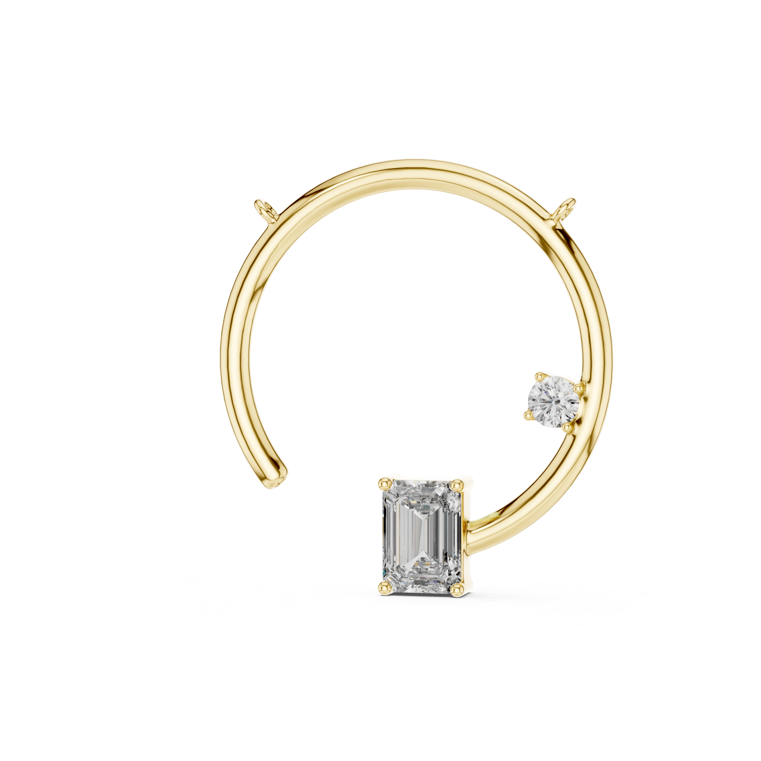 Geometric Circle Diamond Pendant | Emerald Cut Rose Gold Pendant