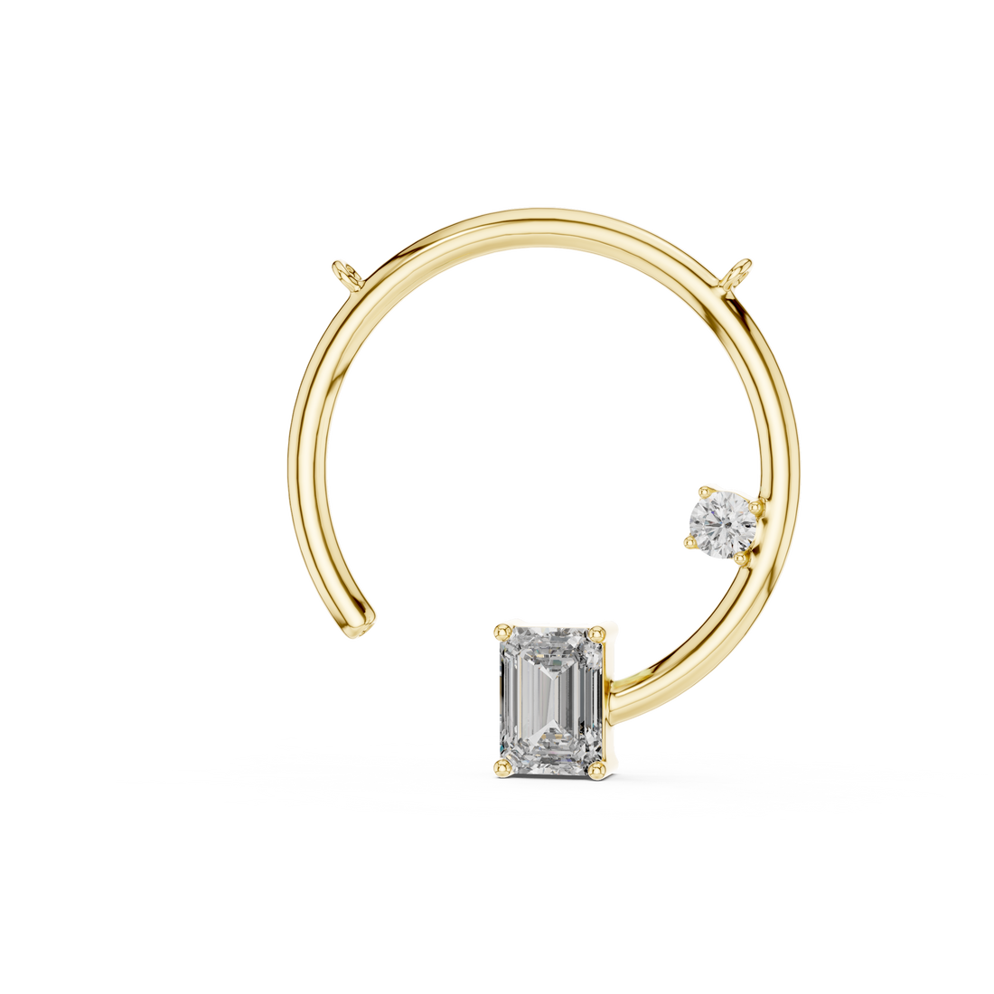 Geometric Circle Diamond Pendant | Emerald Cut Rose Gold Pendant