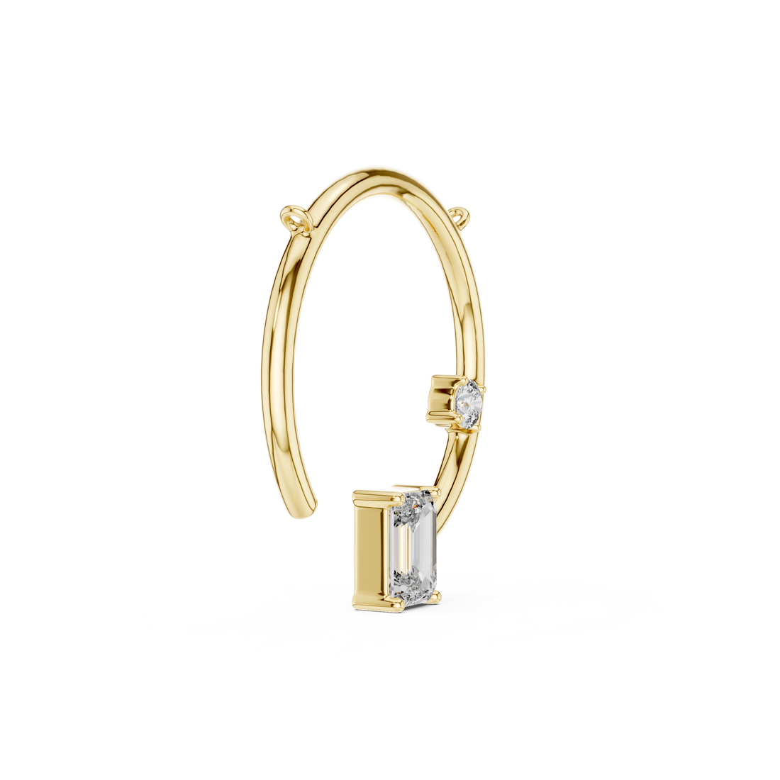 Geometric Circle Diamond Pendant | Emerald Cut Rose Gold Pendant