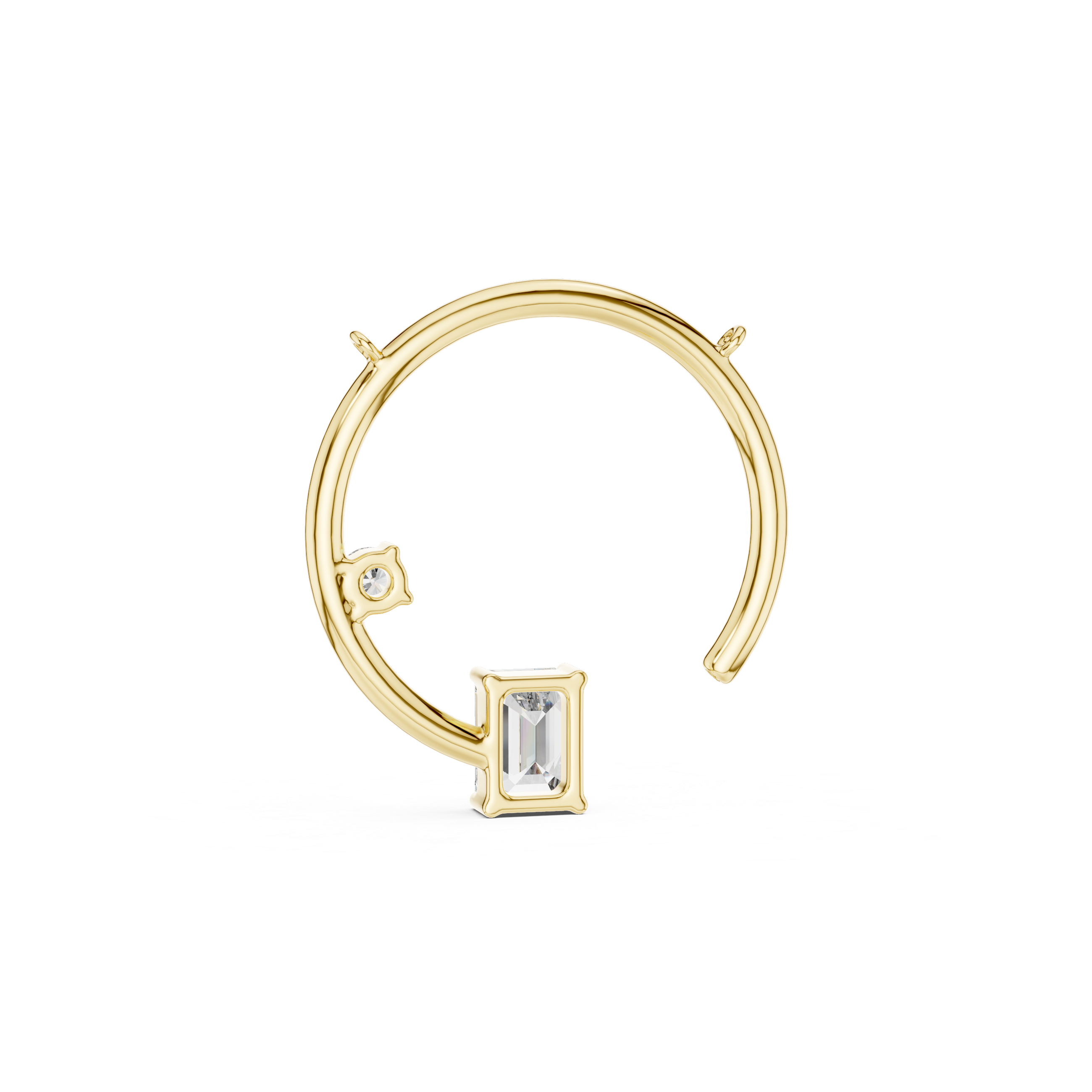 Geometric Circle Diamond Pendant | Emerald Cut Rose Gold Pendant