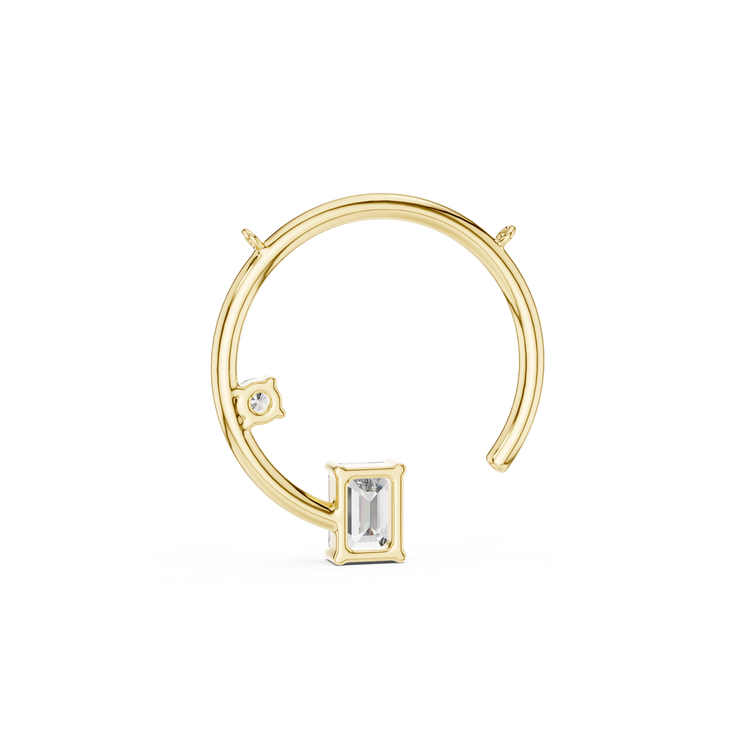 Geometric Circle Diamond Pendant | Emerald Cut Rose Gold Pendant