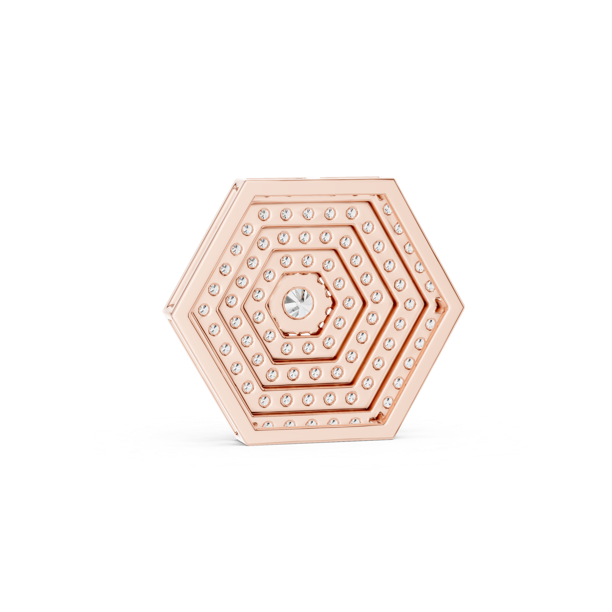 Multi-Layer Hexagon Diamond Pendant | Contemporary Pave Set Necklace