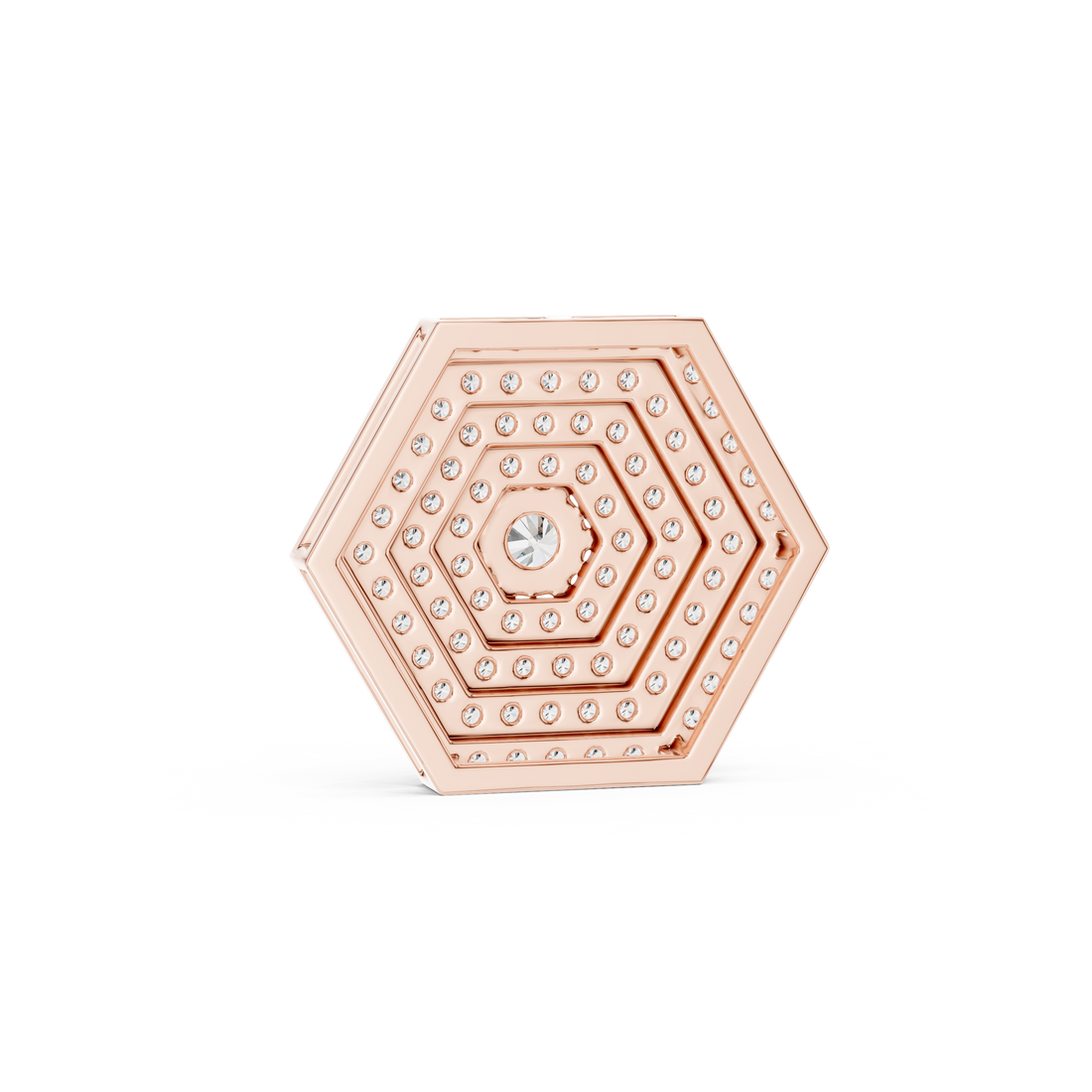 Multi-Layer Hexagon Diamond Pendant | Contemporary Pave Set Necklace