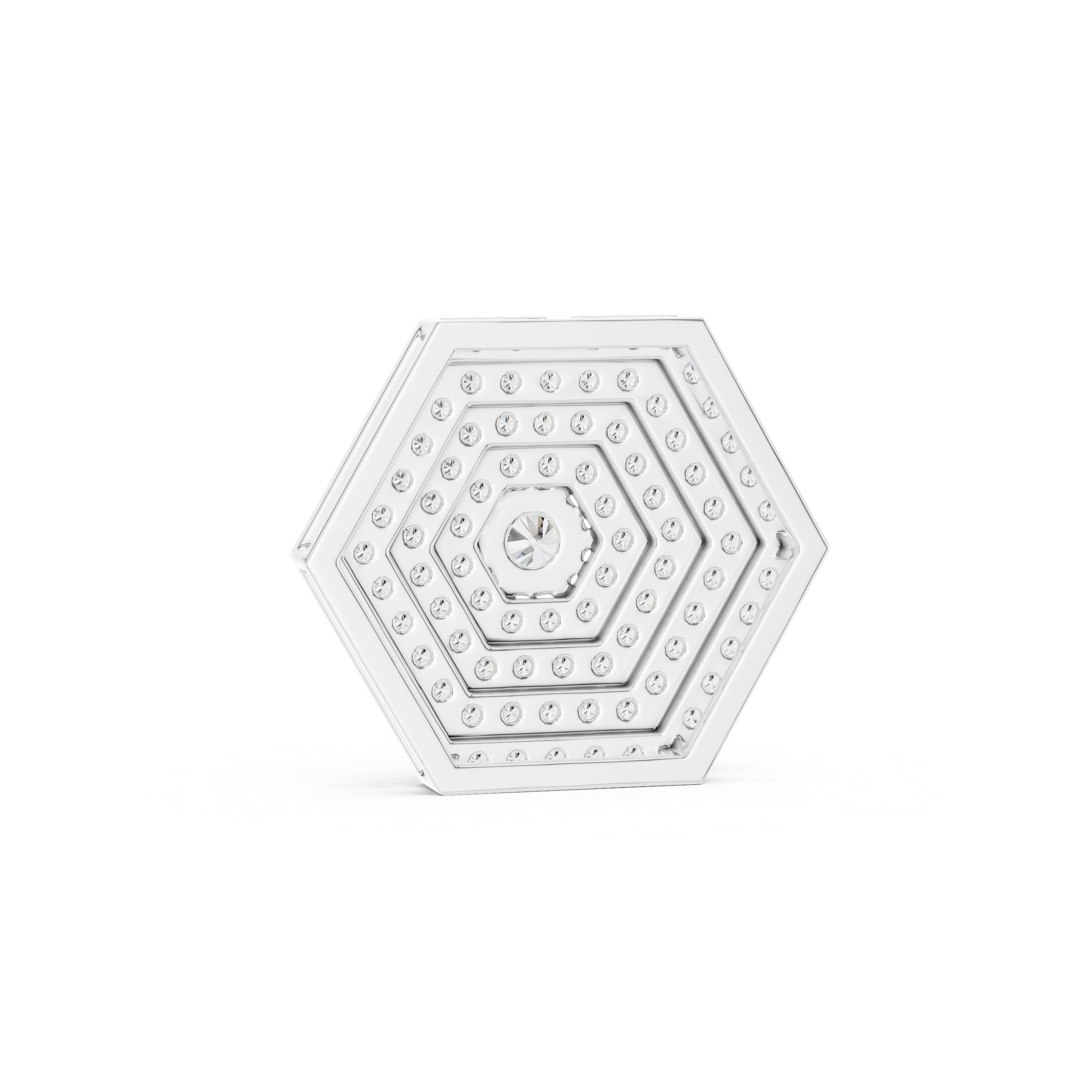 Multi-Layer Hexagon Diamond Pendant | Contemporary Pave Set Necklace