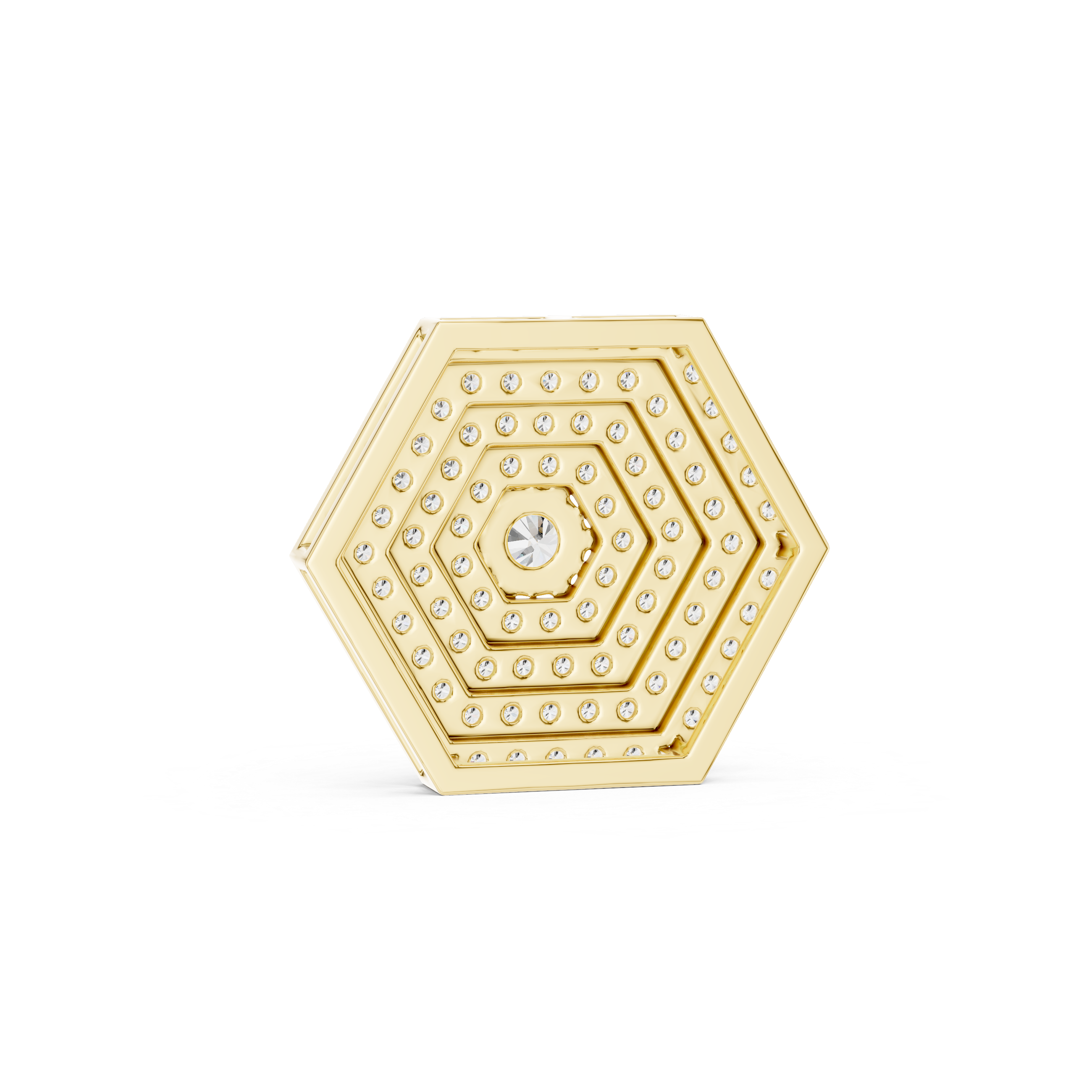 Multi-Layer Hexagon Diamond Pendant | Contemporary Pave Set Necklace