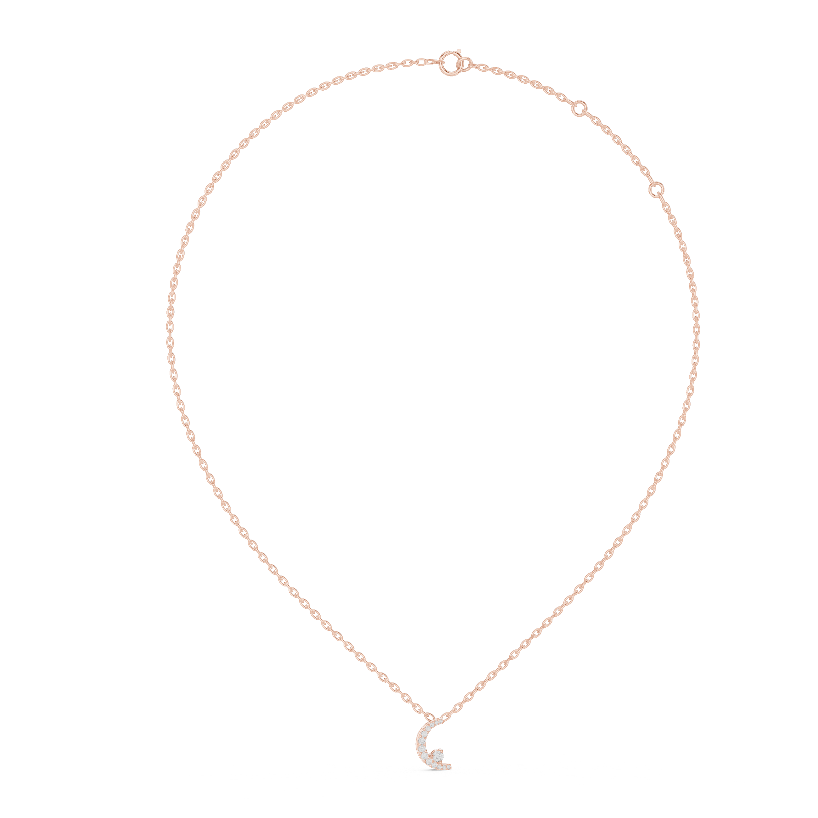 Artistic Half Moon Diamond Pendant | White Gold Modern Necklace