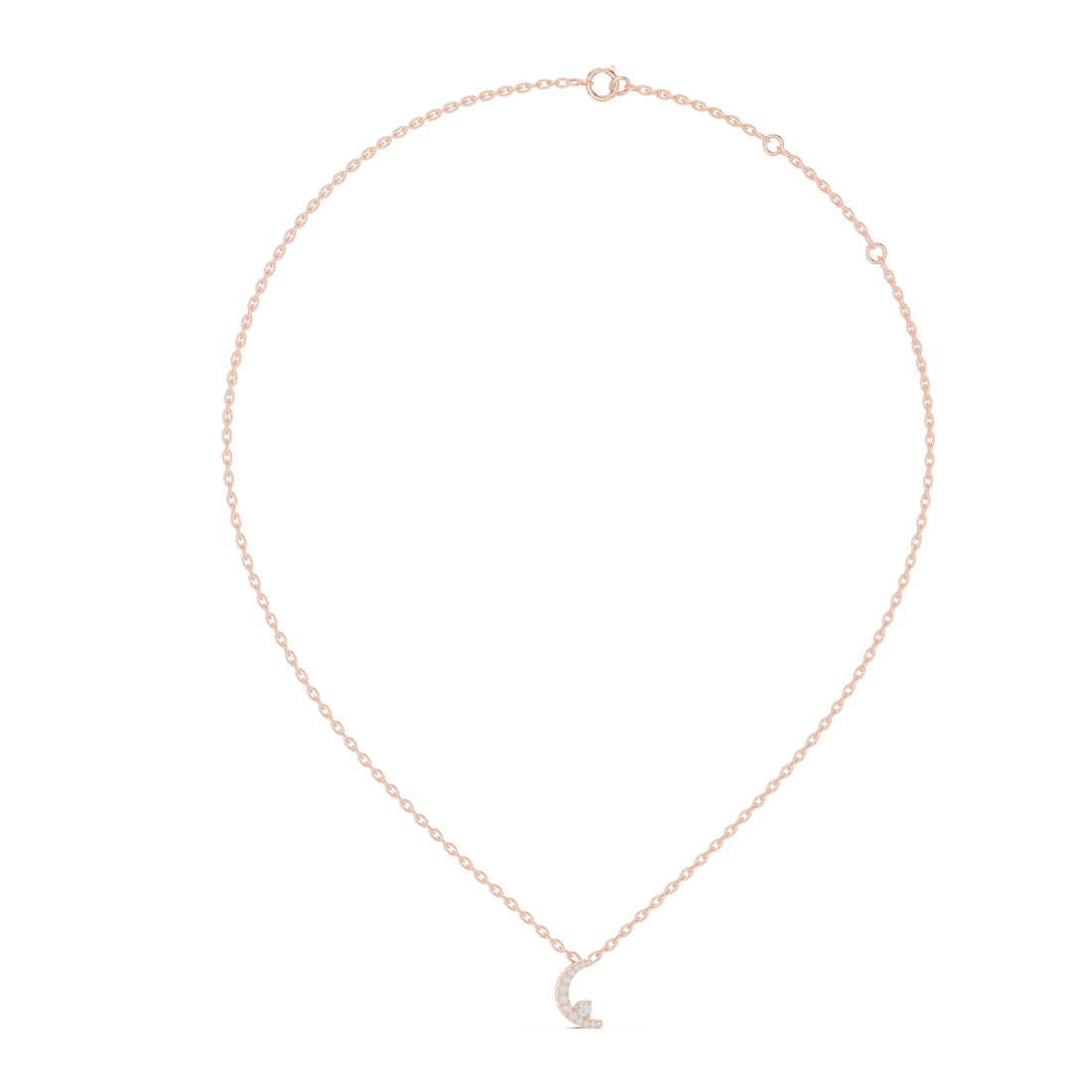 Artistic Half Moon Diamond Pendant | White Gold Modern Necklace