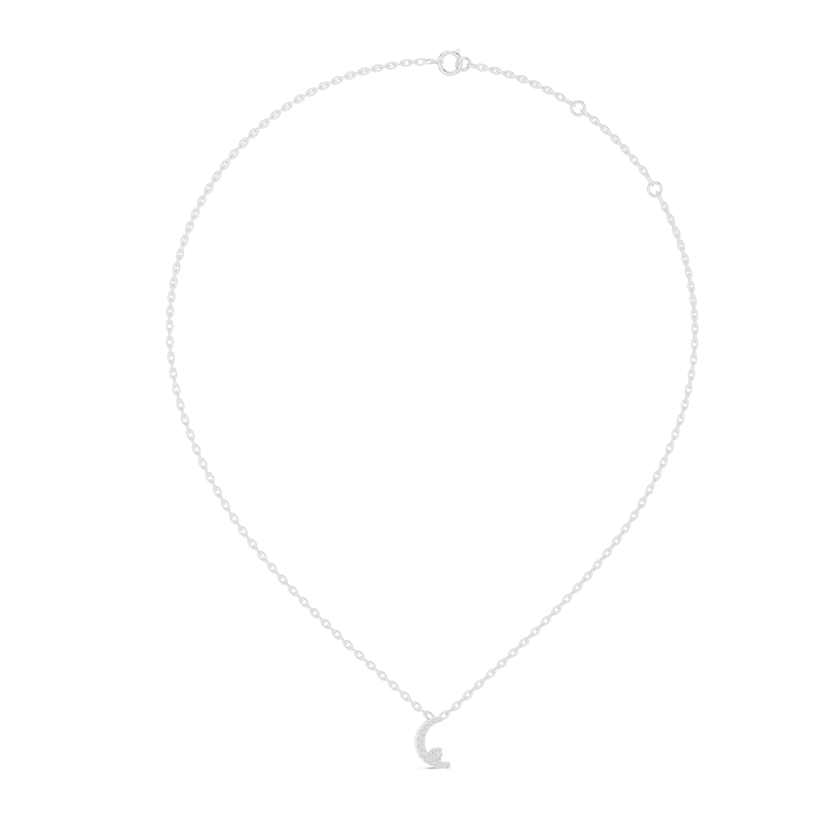 Artistic Half Moon Diamond Pendant | White Gold Modern Necklace