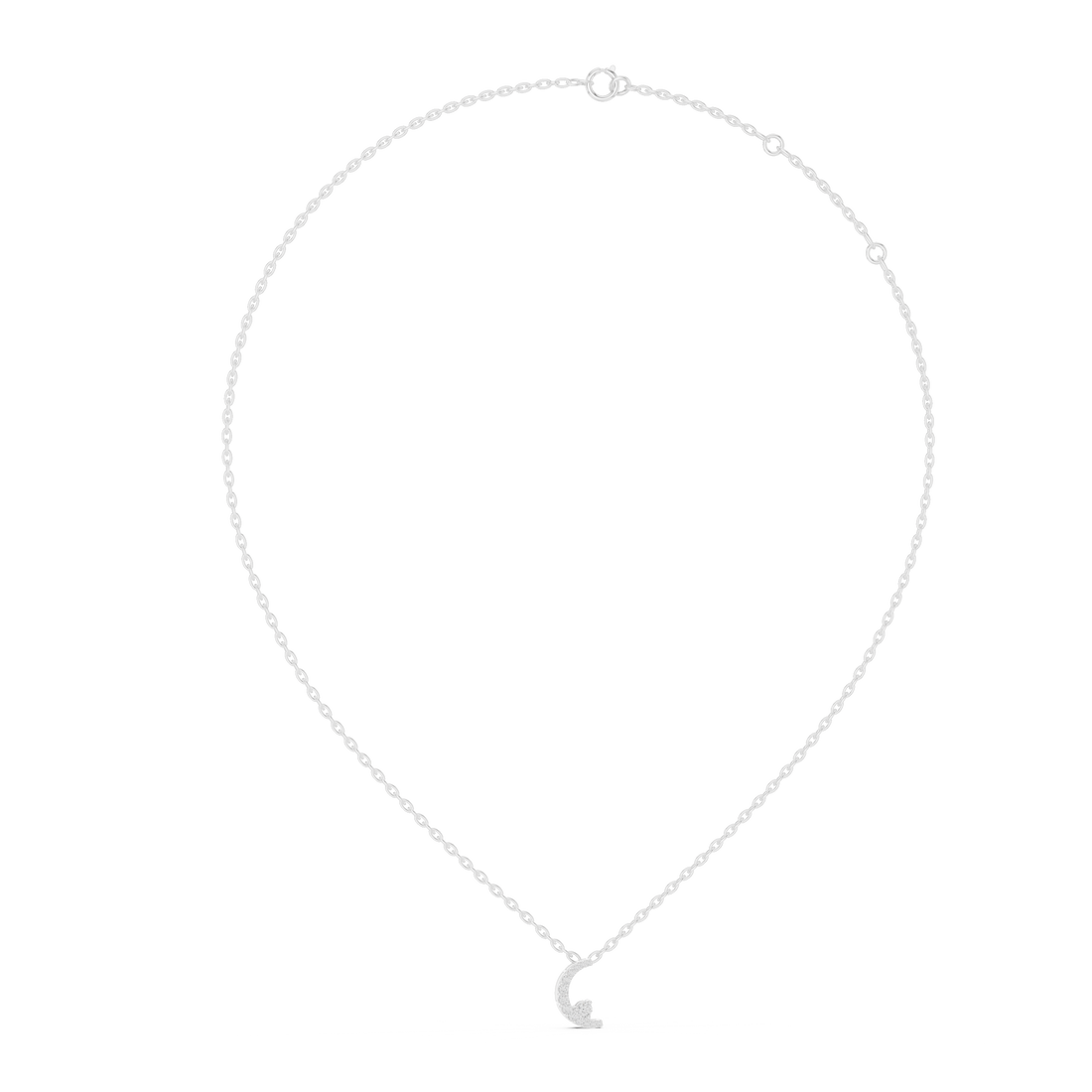 Artistic Half Moon Diamond Pendant | White Gold Modern Necklace