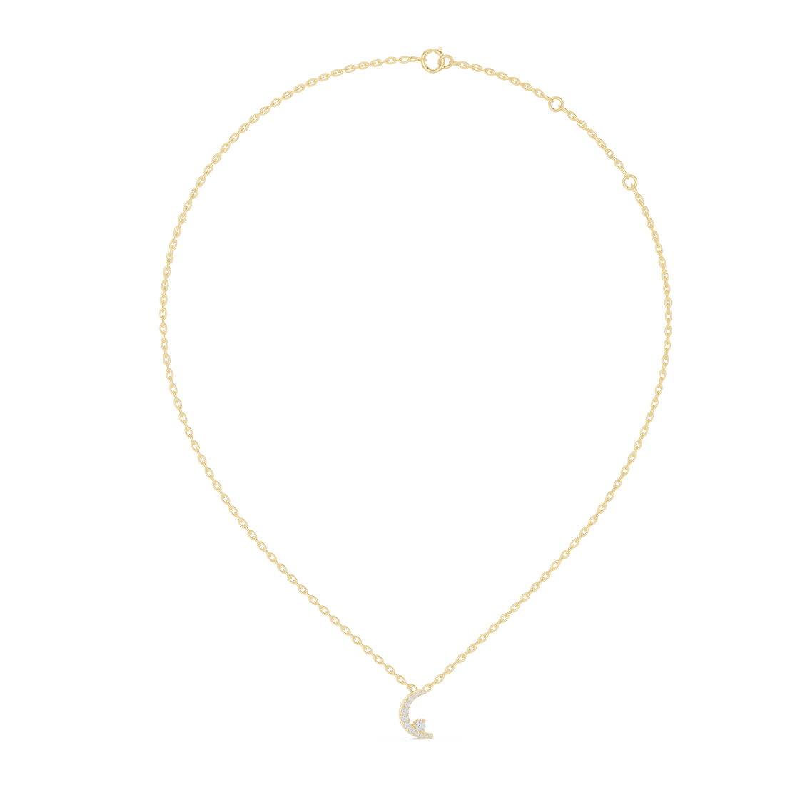 Artistic Half Moon Diamond Pendant | White Gold Modern Necklace