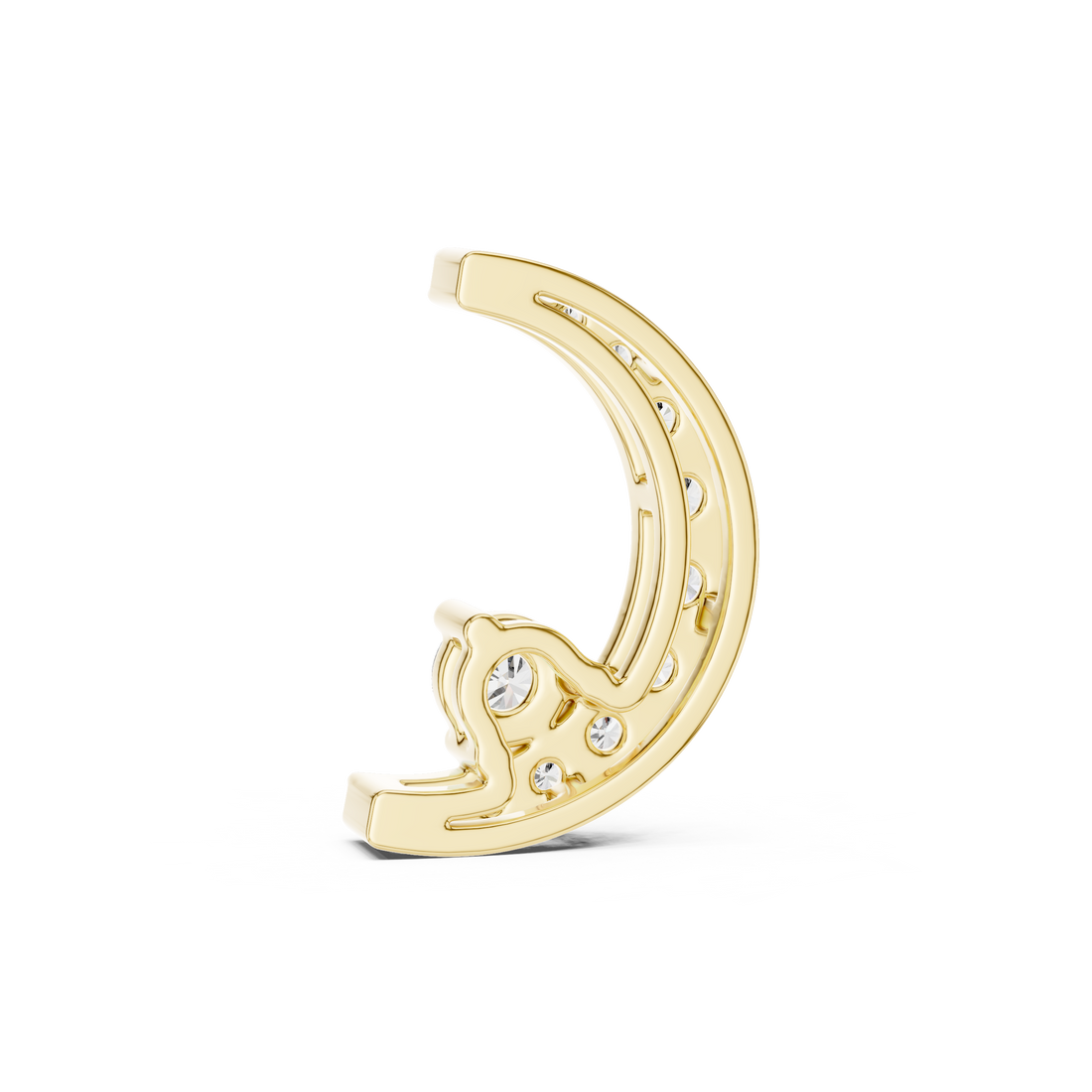 Artistic Half Moon Diamond Pendant | White Gold Modern Necklace