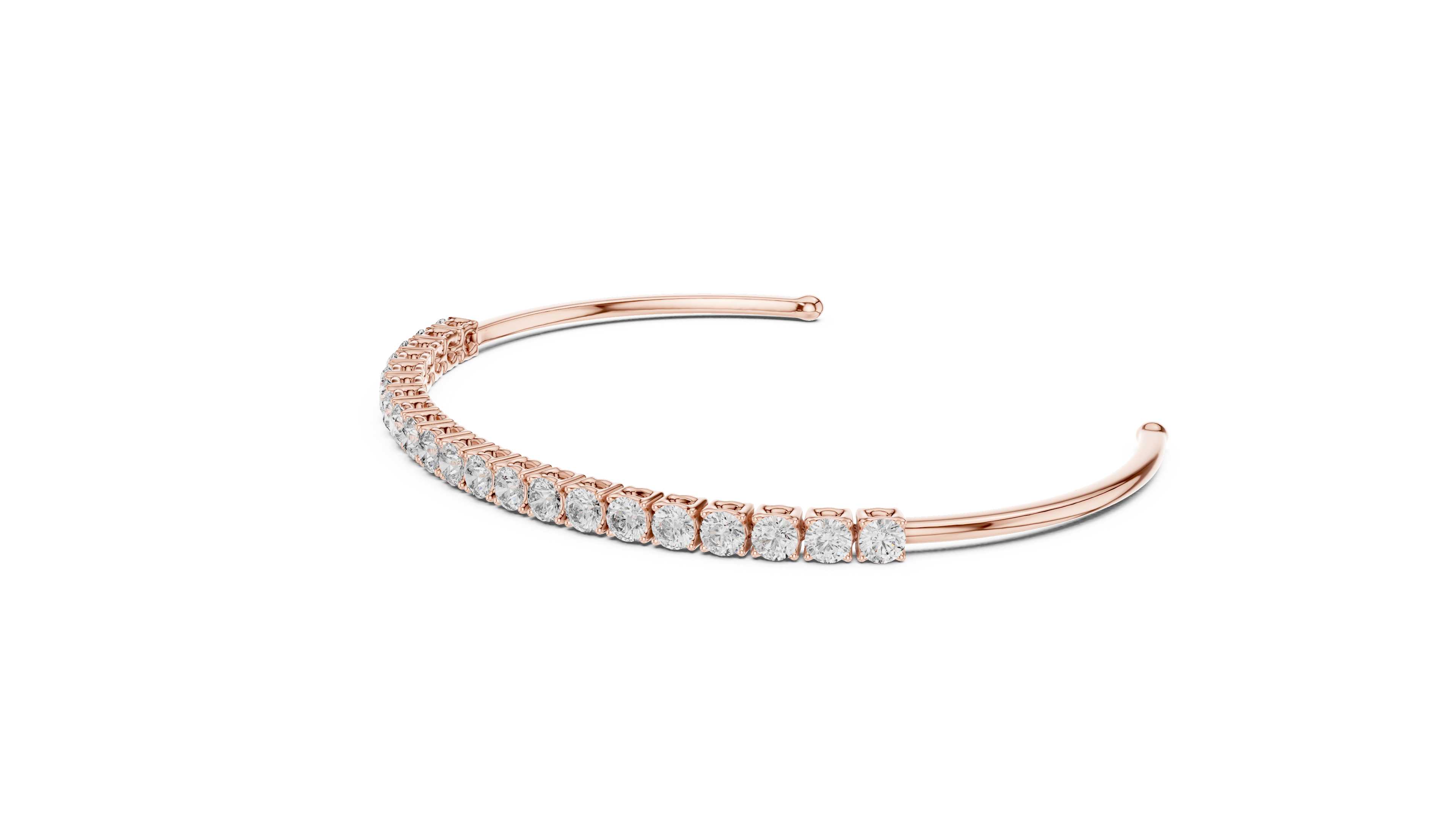 Open Cuff Diamond Bracelet in Rose Gold | Round Cut Tennis Style | Fine Jewelry for Women