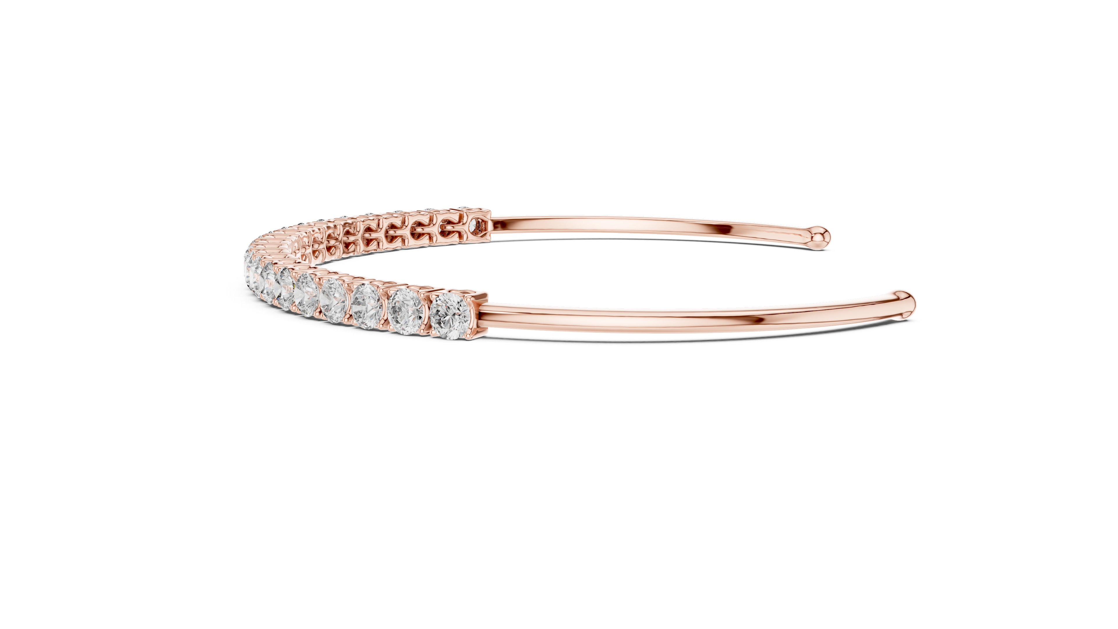 Open Cuff Diamond Bracelet in Rose Gold | Round Cut Tennis Style | Fine Jewelry for Women