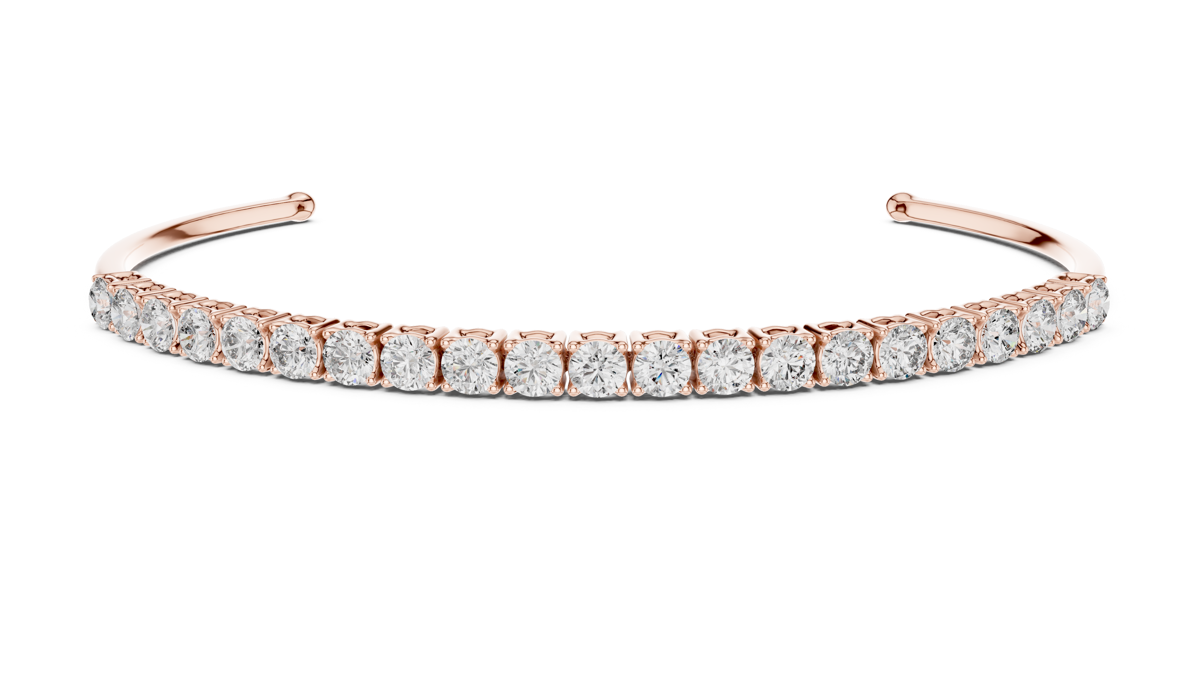 Open Cuff Diamond Bracelet in Rose Gold | Round Cut Tennis Style | Fine Jewelry for Women
