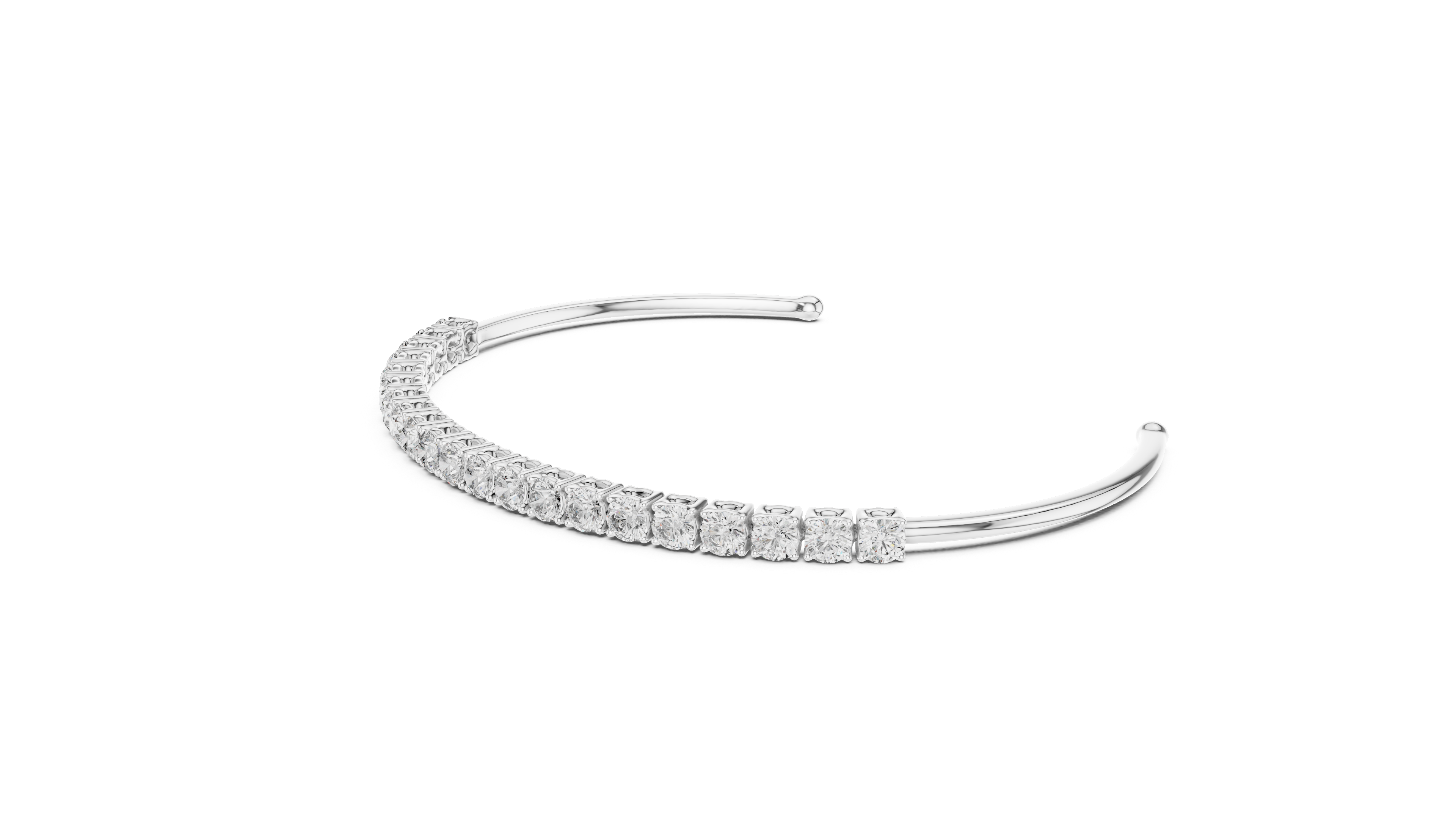 Open Cuff Diamond Bracelet in Rose Gold | Round Cut Tennis Style | Fine Jewelry for Women