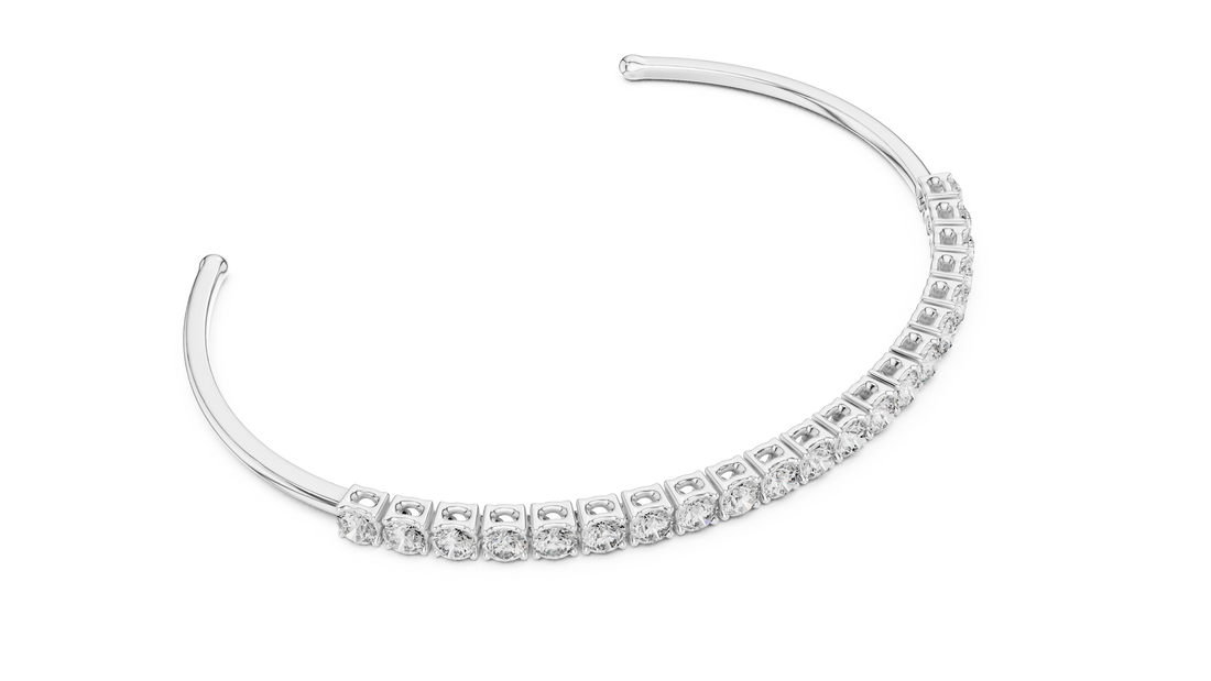 Open Cuff Diamond Bracelet in Rose Gold | Round Cut Tennis Style | Fine Jewelry for Women