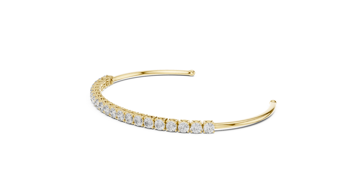 Open Cuff Diamond Bracelet in Rose Gold | Round Cut Tennis Style | Fine Jewelry for Women