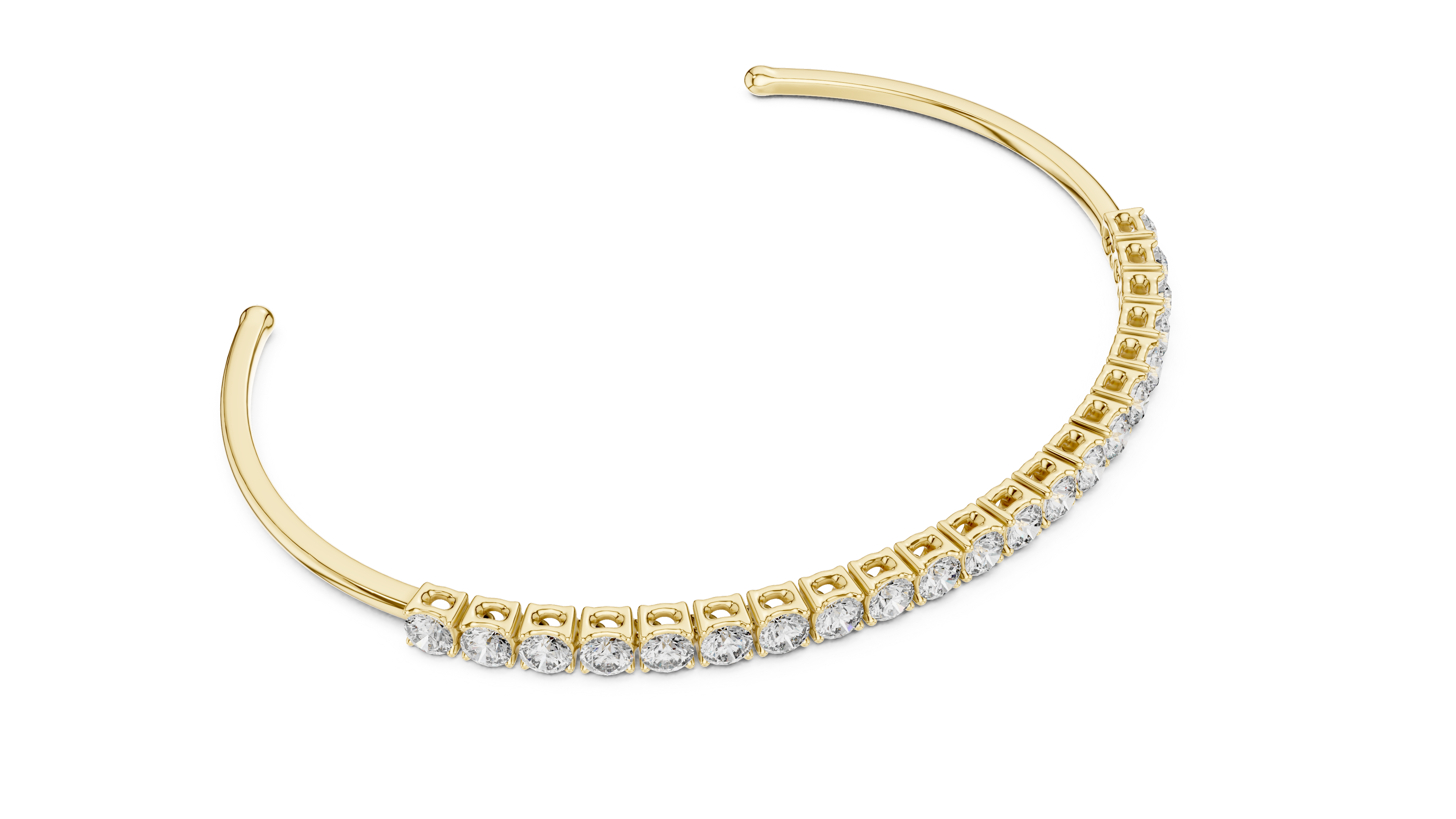 Open Cuff Diamond Bracelet in Rose Gold | Round Cut Tennis Style | Fine Jewelry for Women