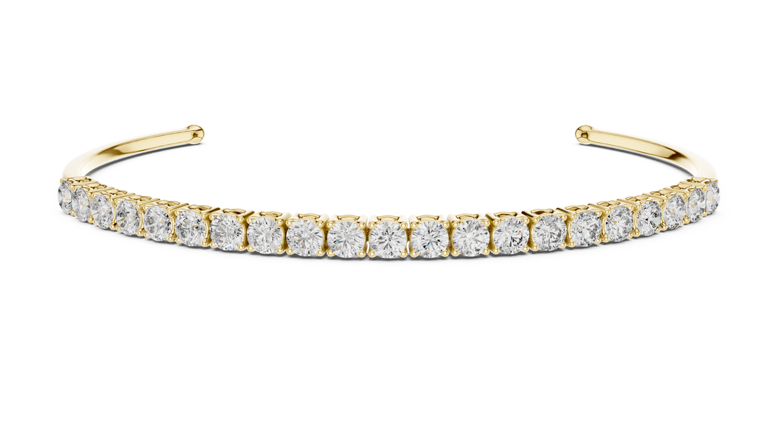 Open Cuff Diamond Bracelet in Rose Gold | Round Cut Tennis Style | Fine Jewelry for Women