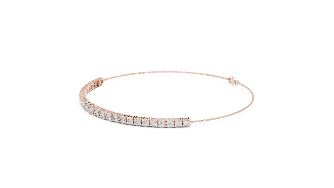 Minimalist Diamond Half Tennis Bracelet in Rose Gold | Adjustable Chain Bracelet | Elegant Women’s Jewelry
