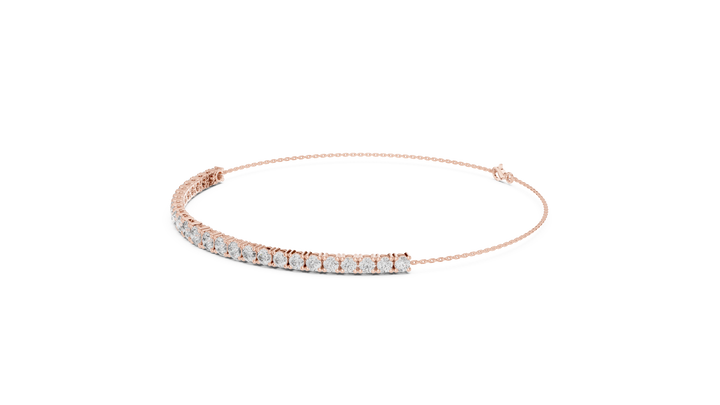 Minimalist Diamond Half Tennis Bracelet in Rose Gold | Adjustable Chain Bracelet | Elegant Women’s Jewelry