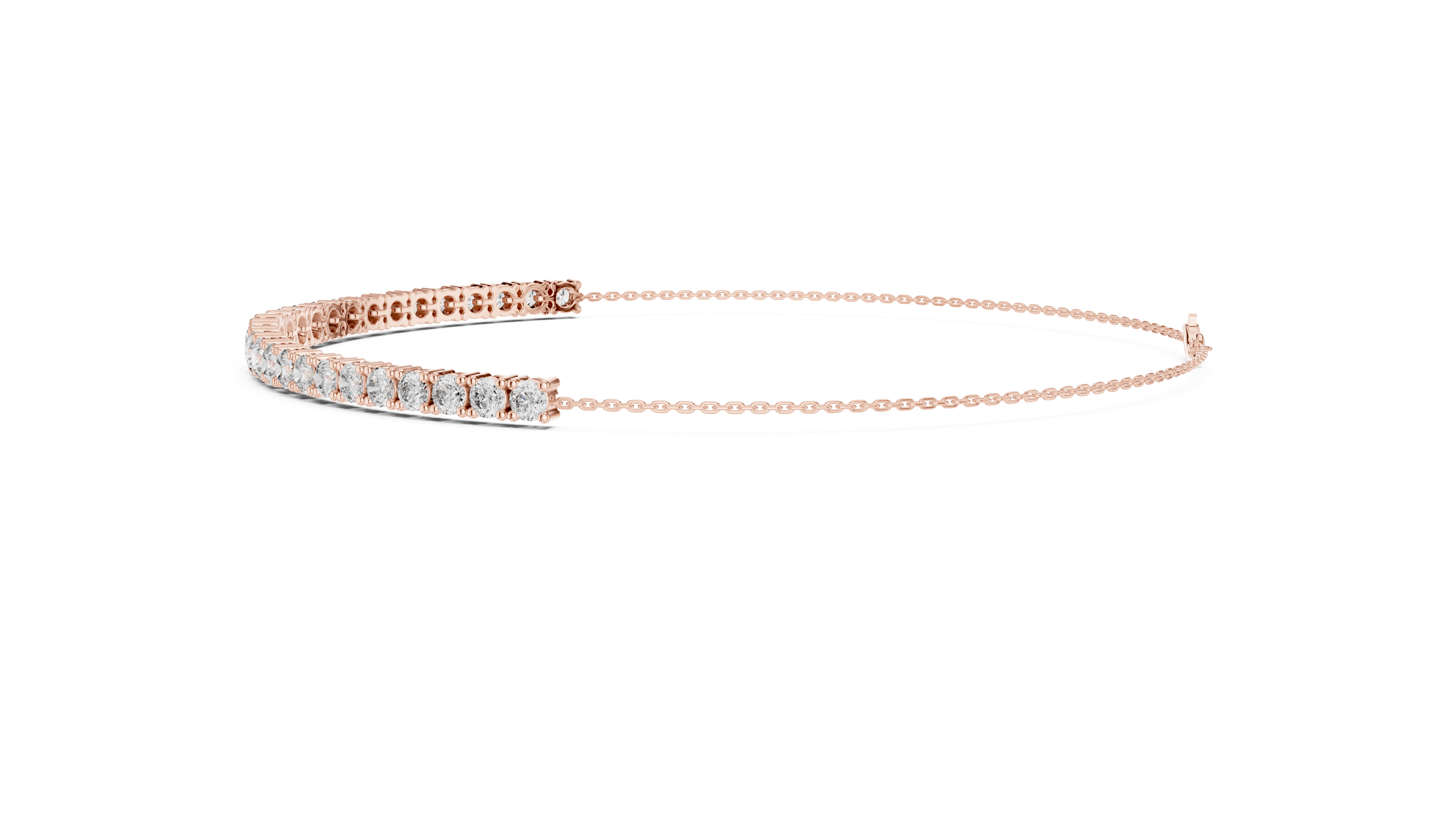 Minimalist Diamond Half Tennis Bracelet in Rose Gold | Adjustable Chain Bracelet | Elegant Women’s Jewelry