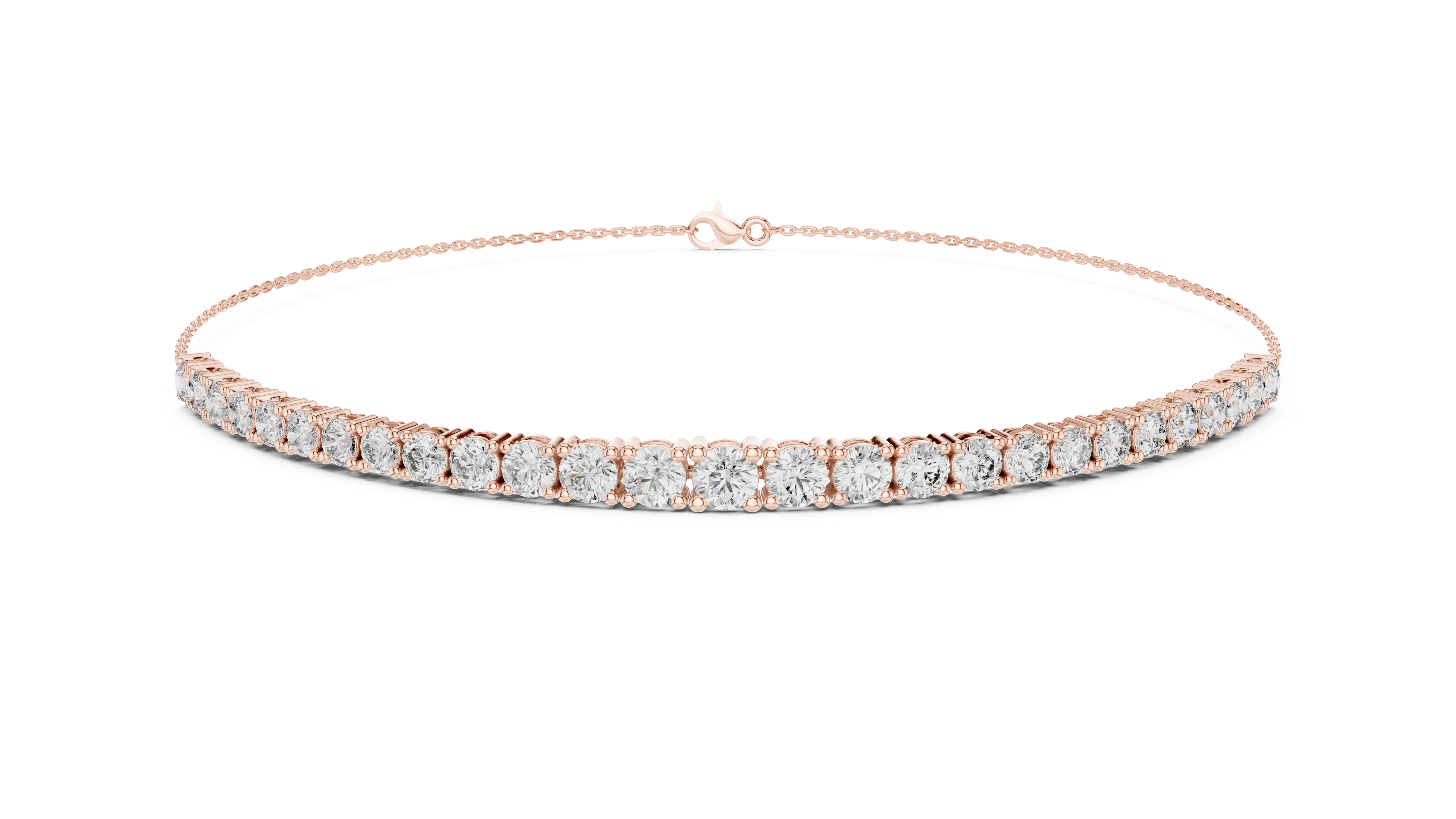 Minimalist Diamond Half Tennis Bracelet in Rose Gold | Adjustable Chain Bracelet | Elegant Women’s Jewelry