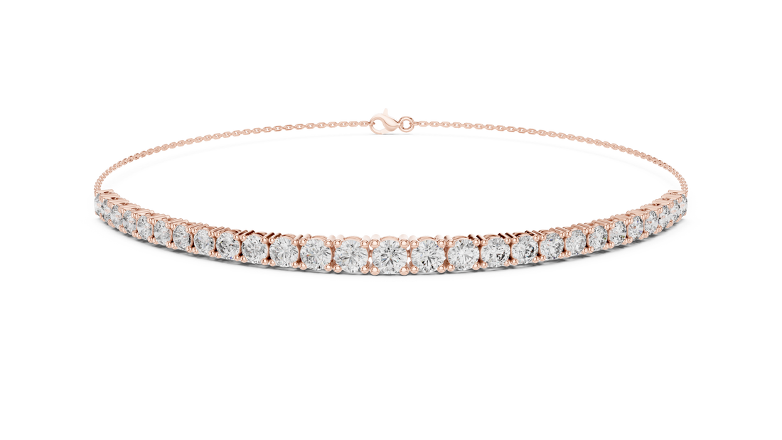 Minimalist Diamond Half Tennis Bracelet in Rose Gold | Adjustable Chain Bracelet | Elegant Women’s Jewelry