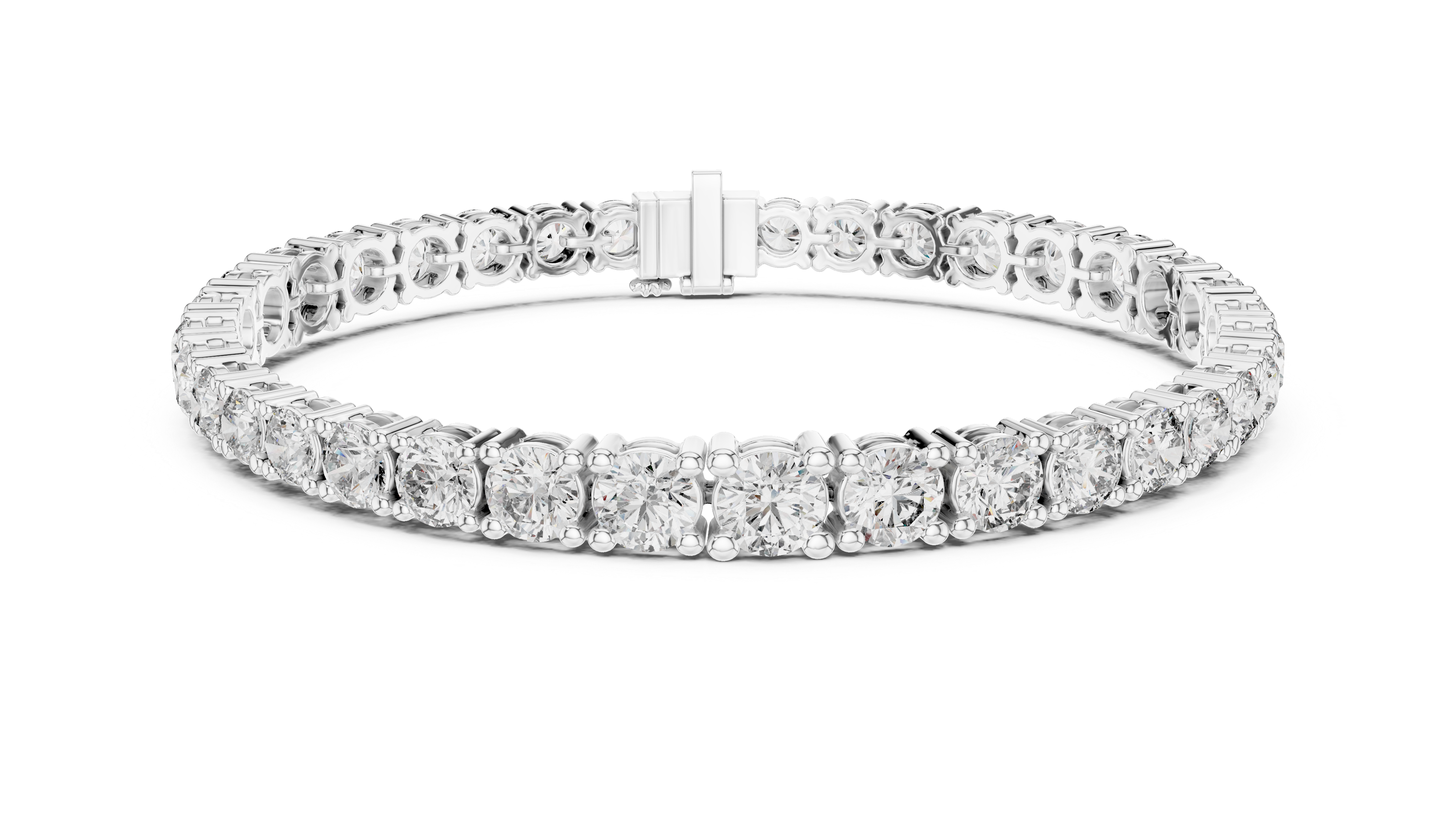 Modern Classic Diamond Tennis Bracelet in White Gold | Round Cut Full Eternity Design for Women