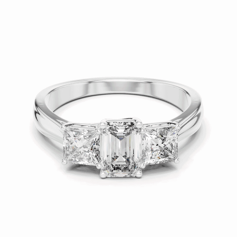 Eternal Emerald & Princess Three-Stone Engagement Ring