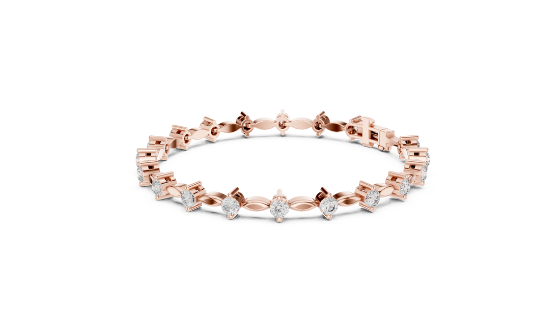 Designer Diamond Tennis Bracelet in Rose Gold | Round Cut Full Tennis Style | Luxury Gift for Her
