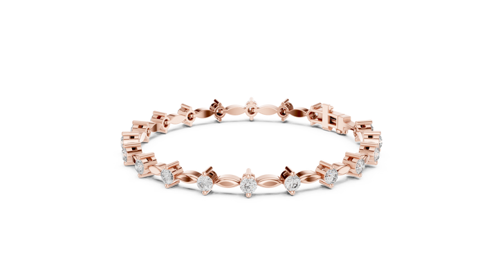 Designer Diamond Tennis Bracelet in Rose Gold | Round Cut Full Tennis Style | Luxury Gift for Her