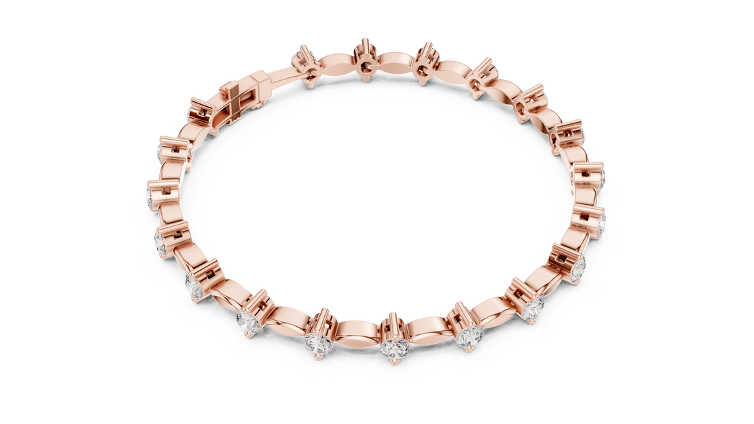 Designer Diamond Tennis Bracelet in Rose Gold | Round Cut Full Tennis Style | Luxury Gift for Her