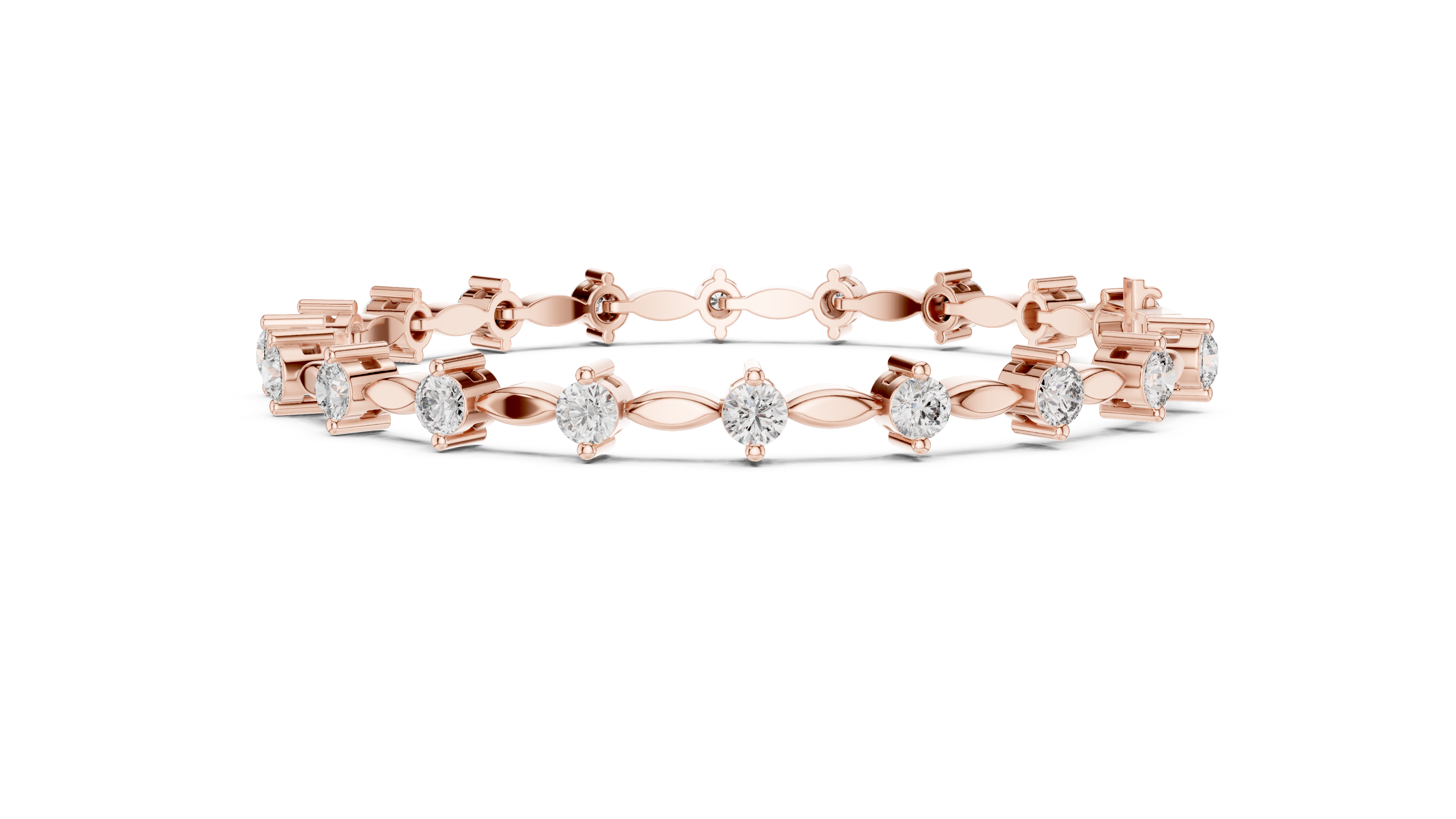 Designer Diamond Tennis Bracelet in Rose Gold | Round Cut Full Tennis Style | Luxury Gift for Her