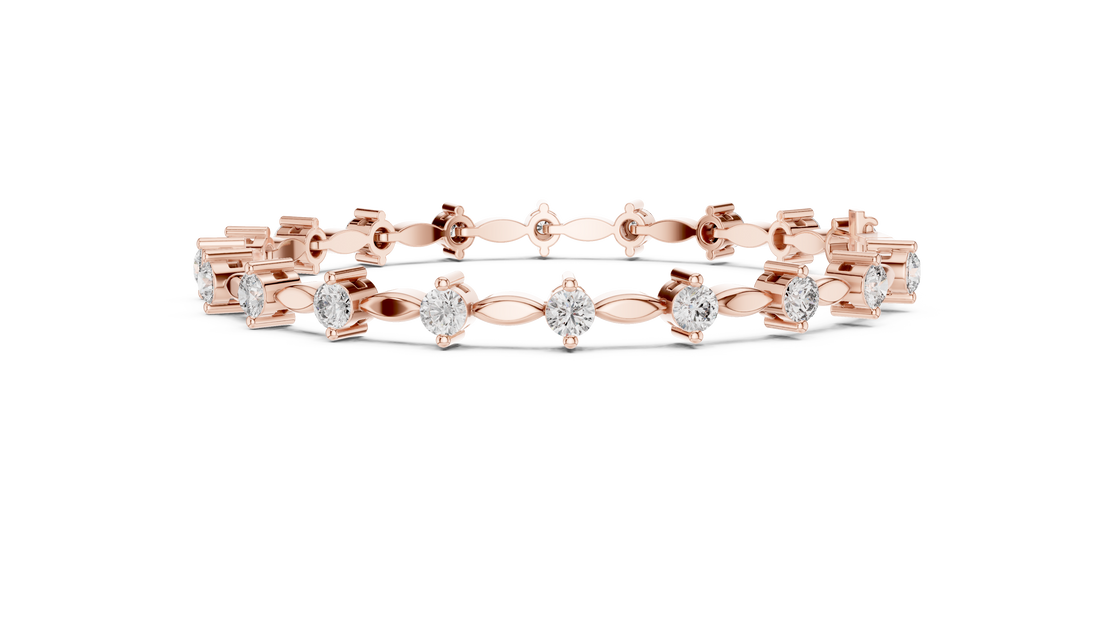 Designer Diamond Tennis Bracelet in Rose Gold | Round Cut Full Tennis Style | Luxury Gift for Her