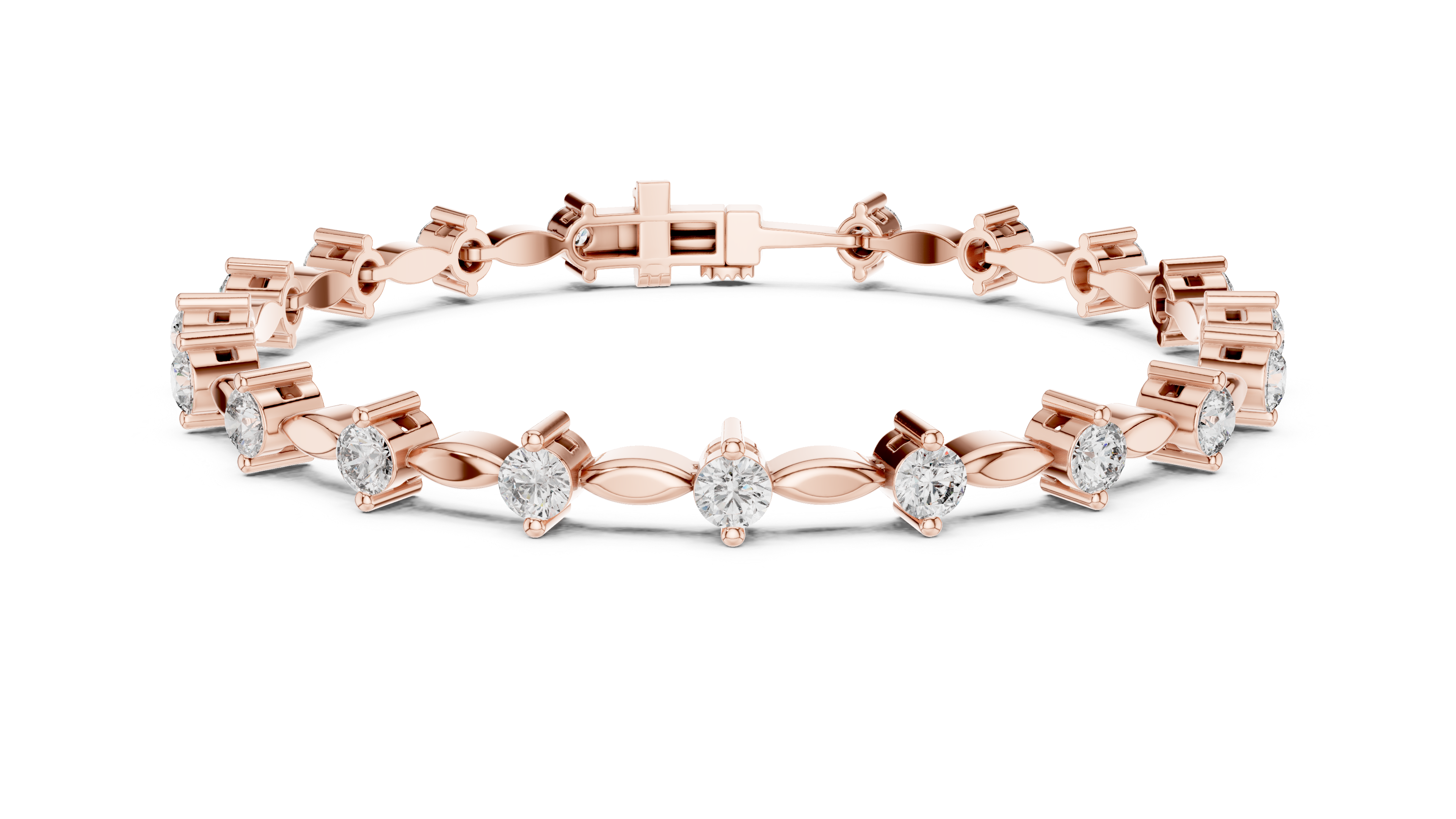 Designer Diamond Tennis Bracelet in Rose Gold | Round Cut Full Tennis Style | Luxury Gift for Her