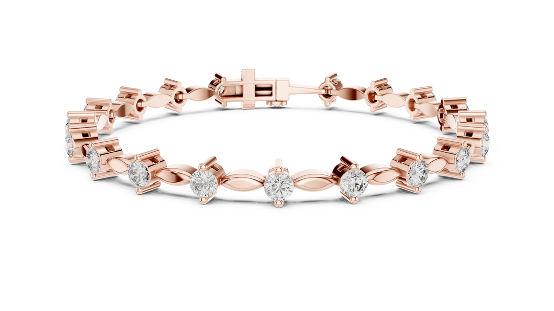 Designer Diamond Tennis Bracelet in Rose Gold | Round Cut Full Tennis Style | Luxury Gift for Her