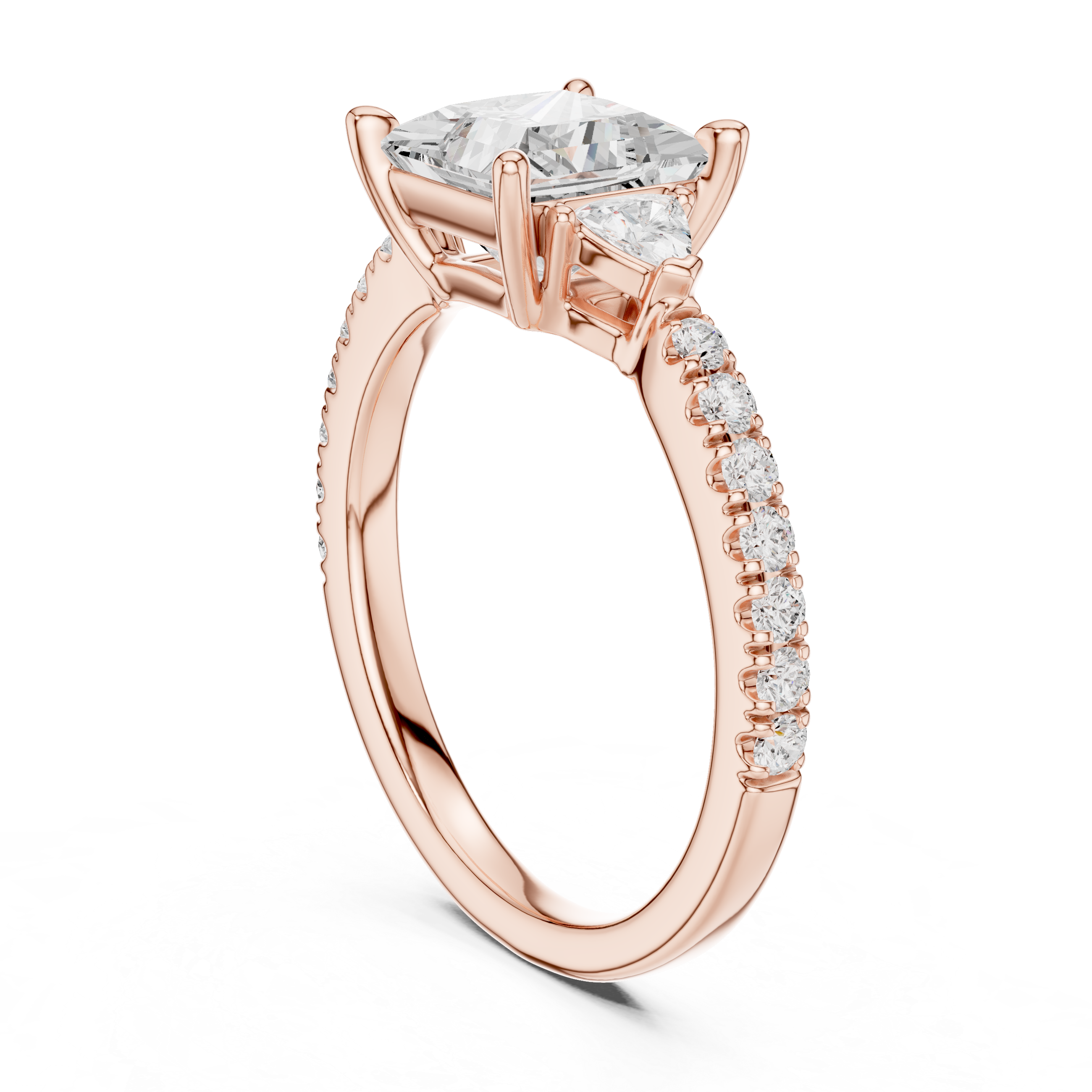 Designer Princess Cut Engagement Ring | Three Stone Diamond Beauty
