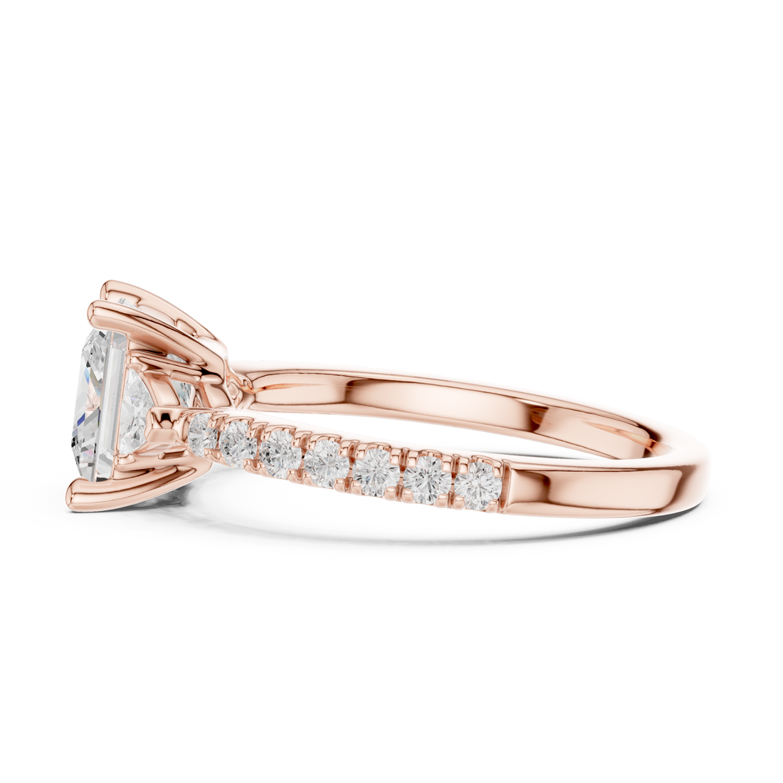 Designer Princess Cut Engagement Ring | Three Stone Diamond Beauty