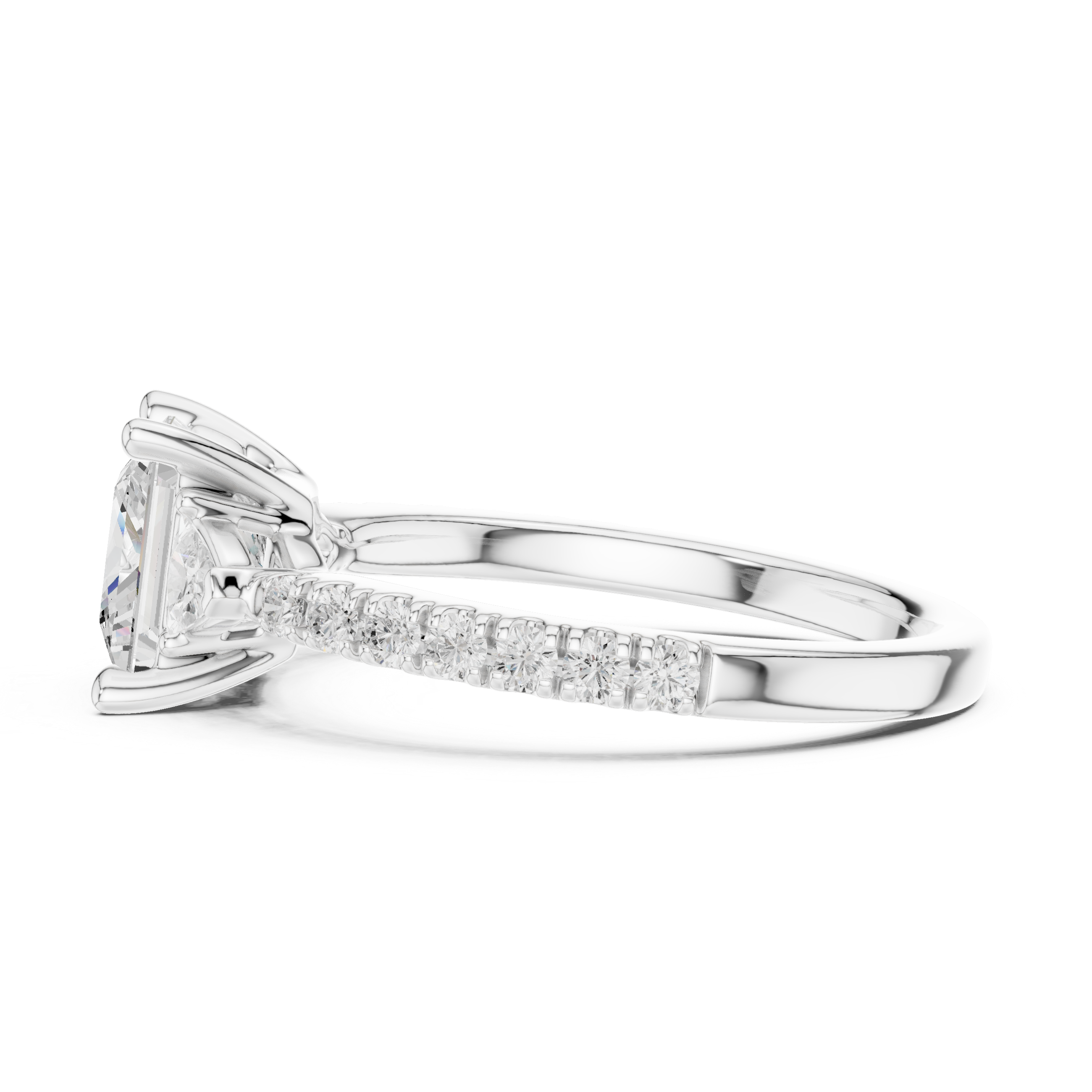 Designer Princess Cut Engagement Ring | Three Stone Diamond Beauty