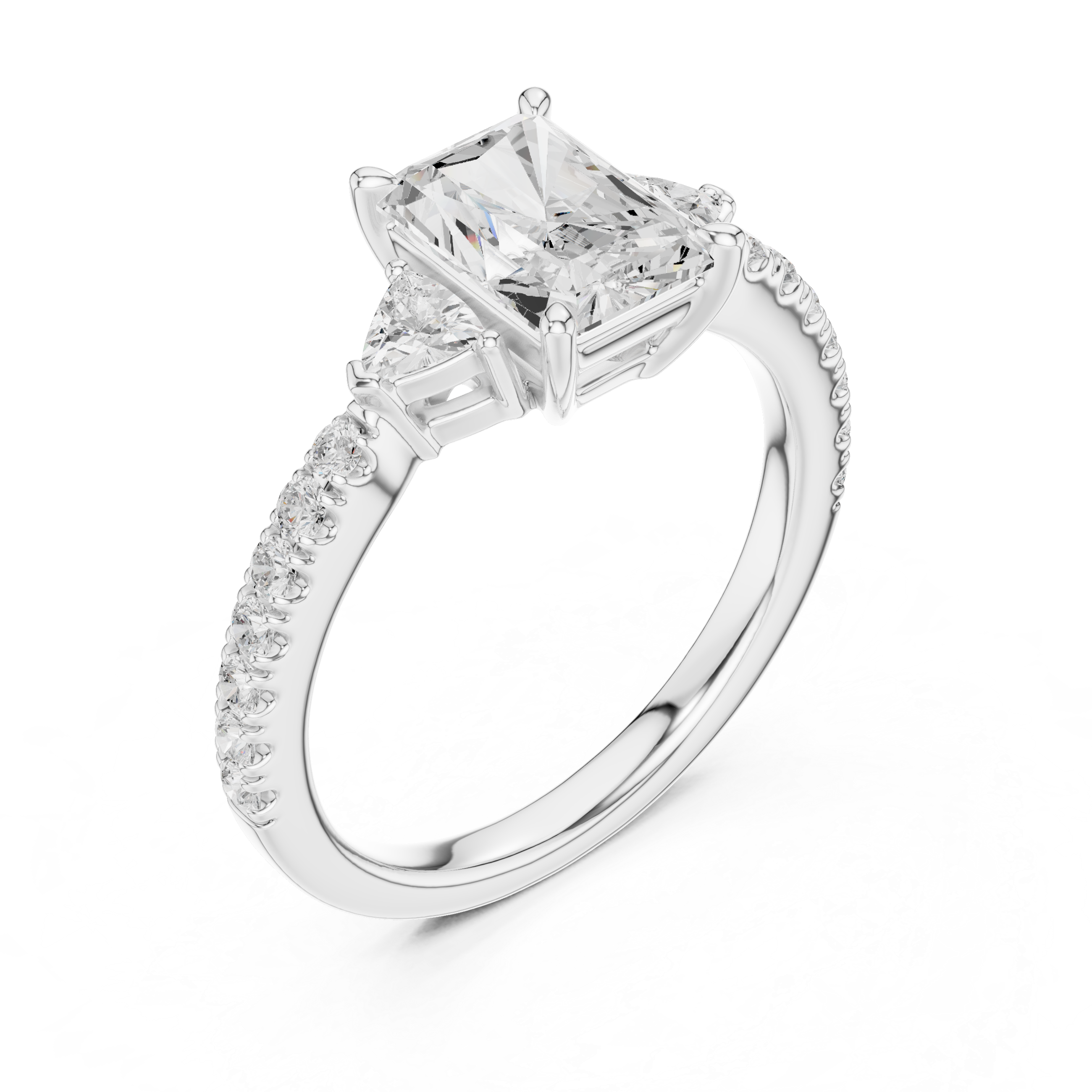 Radiant Cut Center with Trillion Sides | Luxury Diamond Engagement Ring