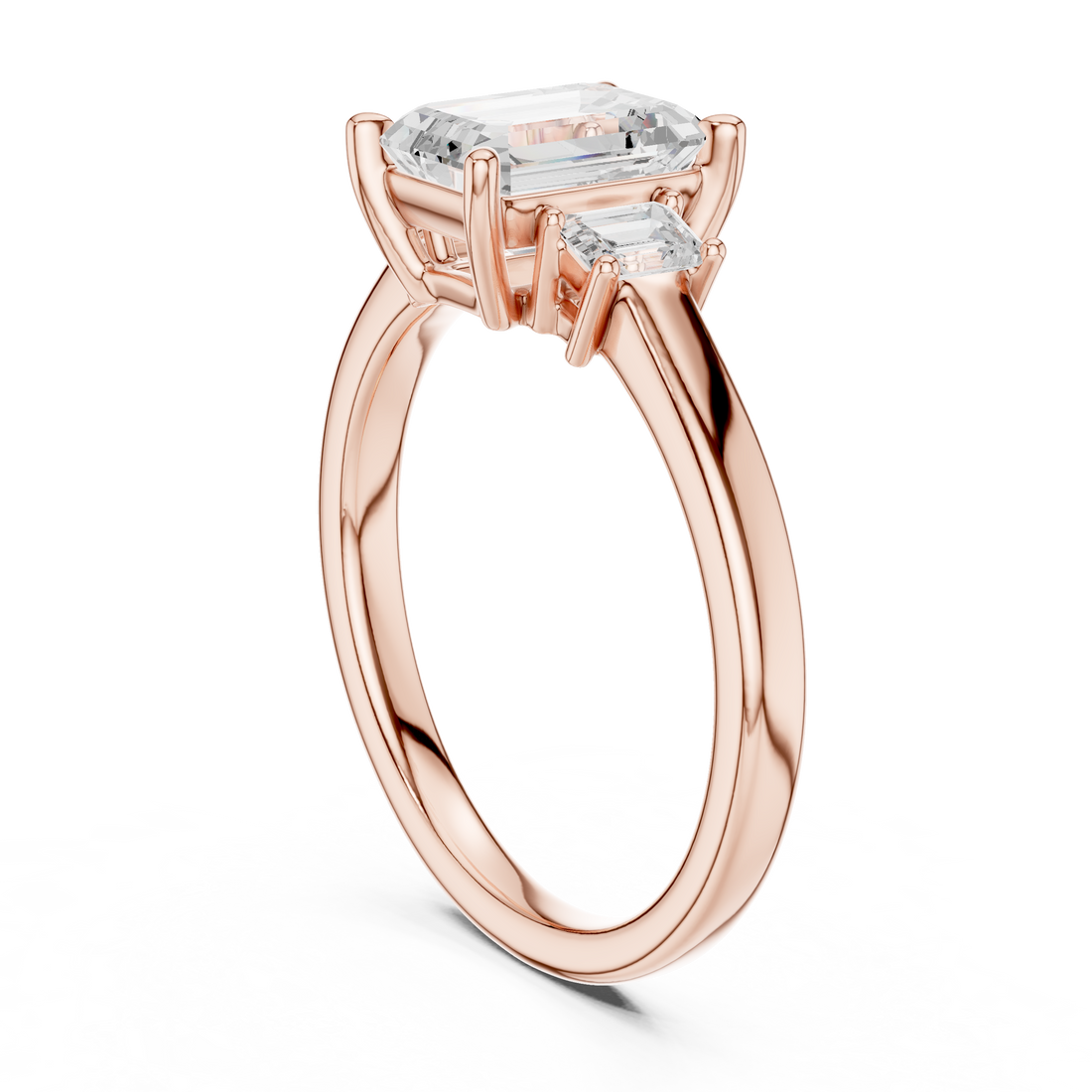 Classic Emerald Cut Three Stone Ring | Sophisticated Diamond Engagement