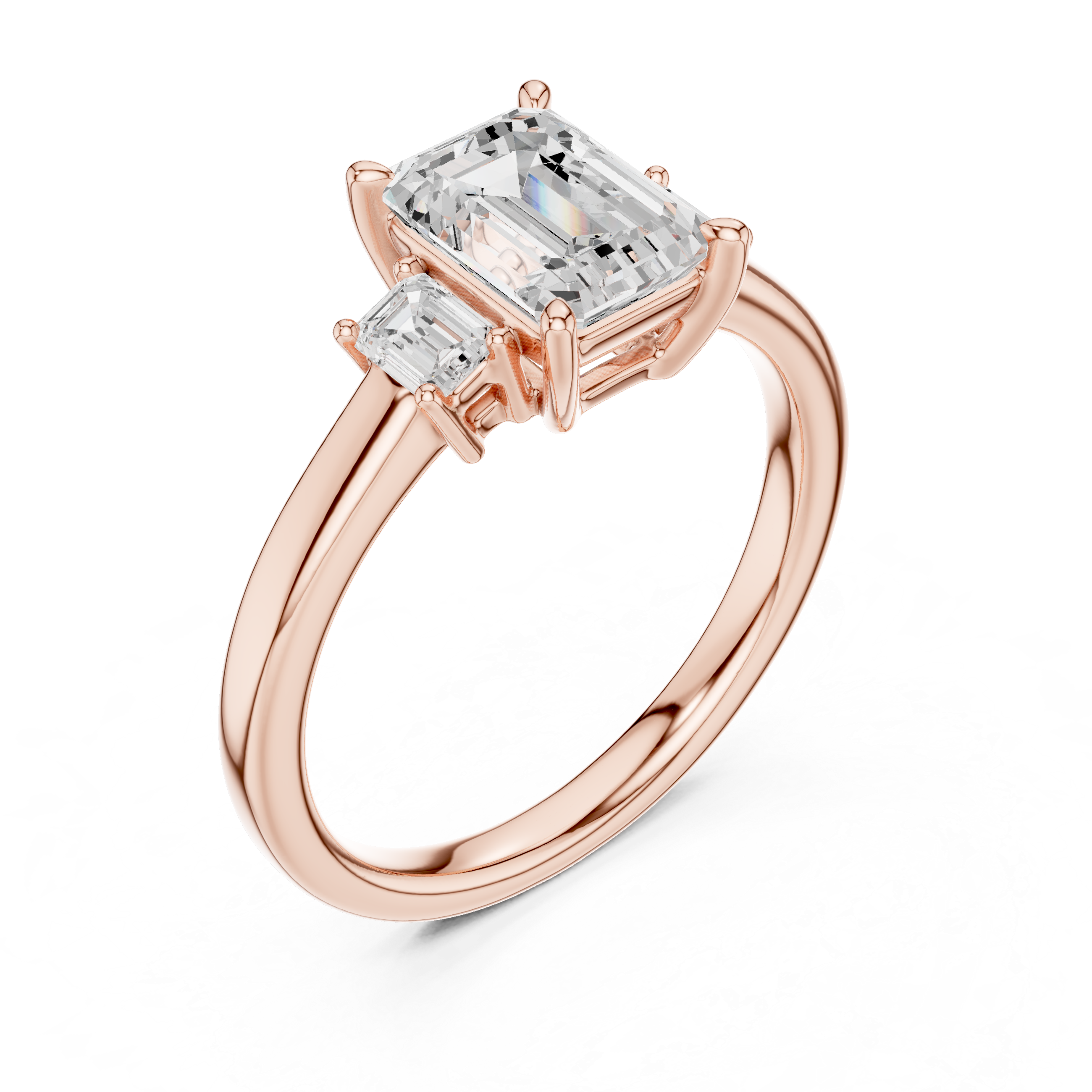 Classic Emerald Cut Three Stone Ring | Sophisticated Diamond Engagement