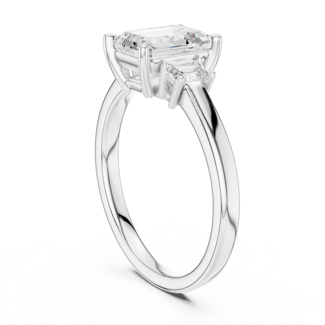 Classic Emerald Cut Three Stone Ring | Sophisticated Diamond Engagement