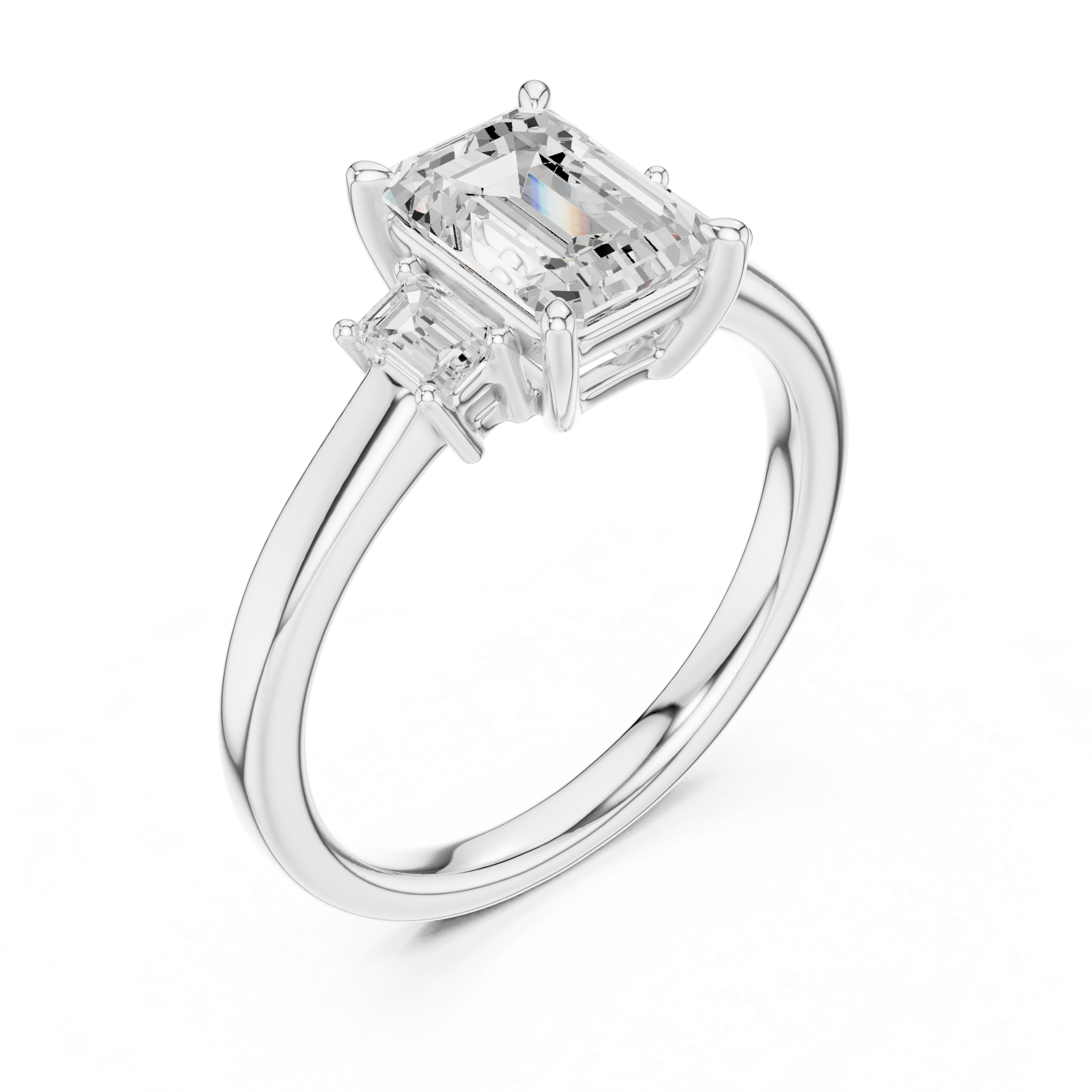 Classic Emerald Cut Three Stone Ring | Sophisticated Diamond Engagement